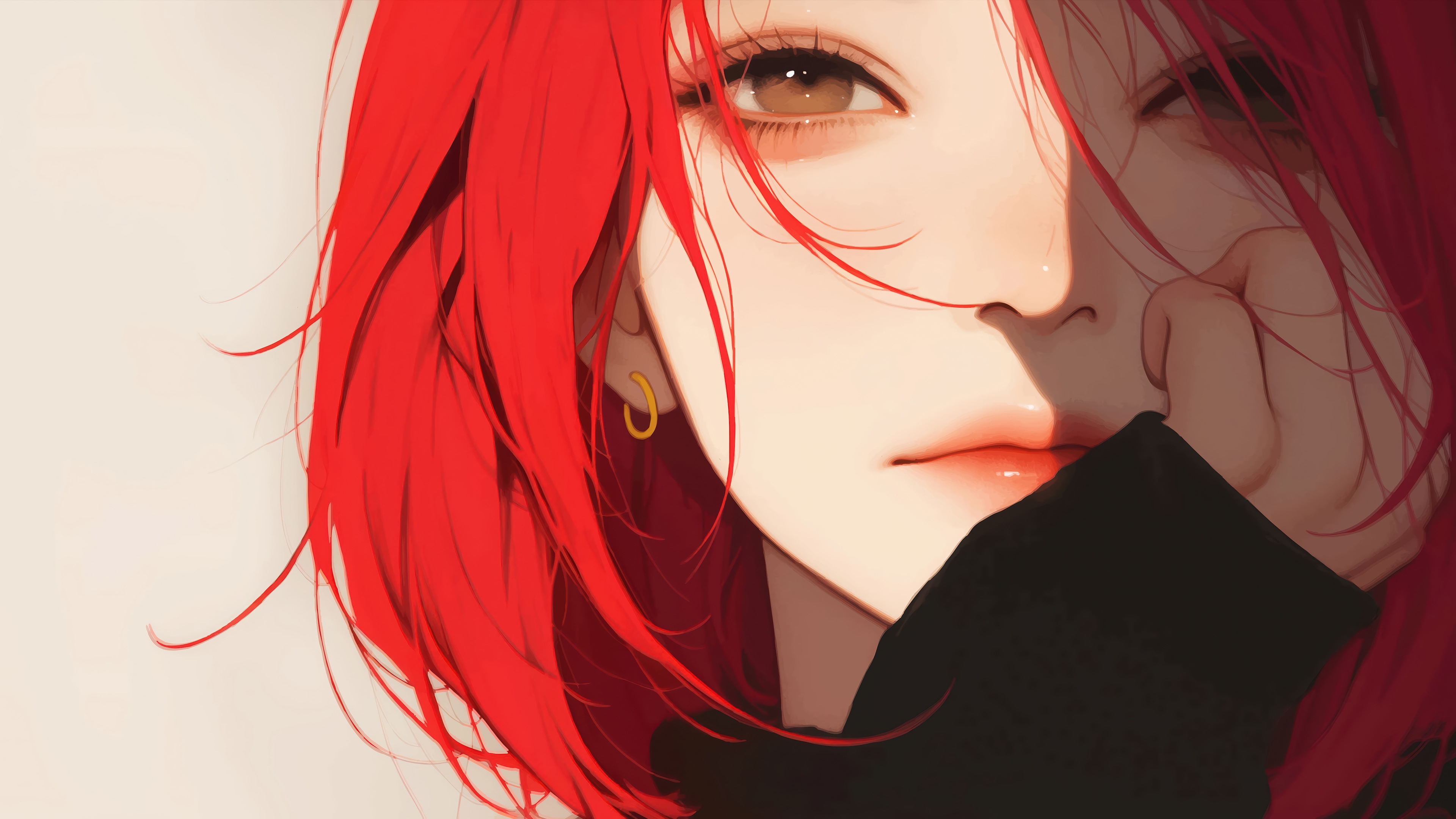 Anime Girl with Red Hair in 4K HD Wallpaper