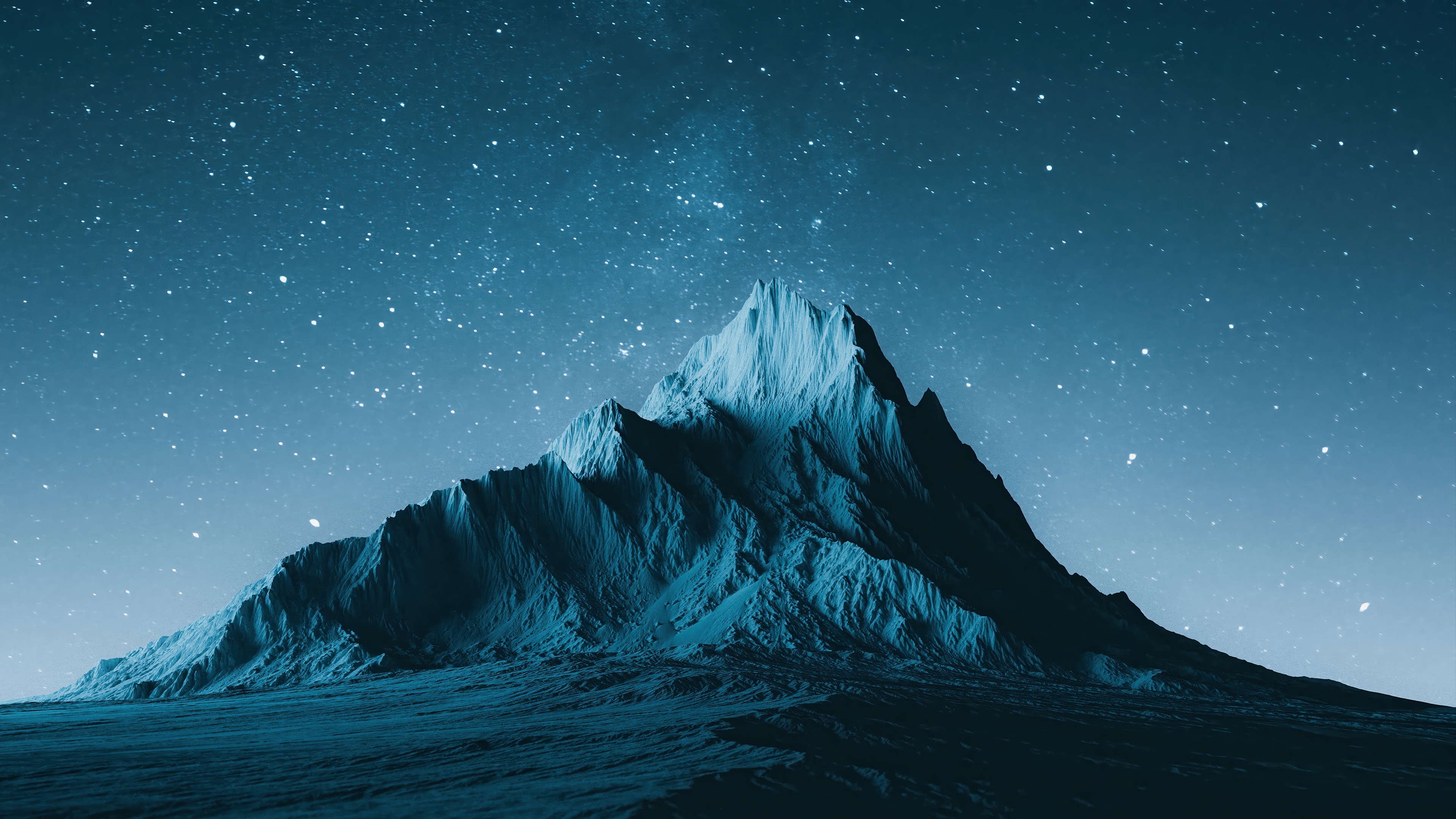 Mountain under a starry night sky 4K HD Wallpaper