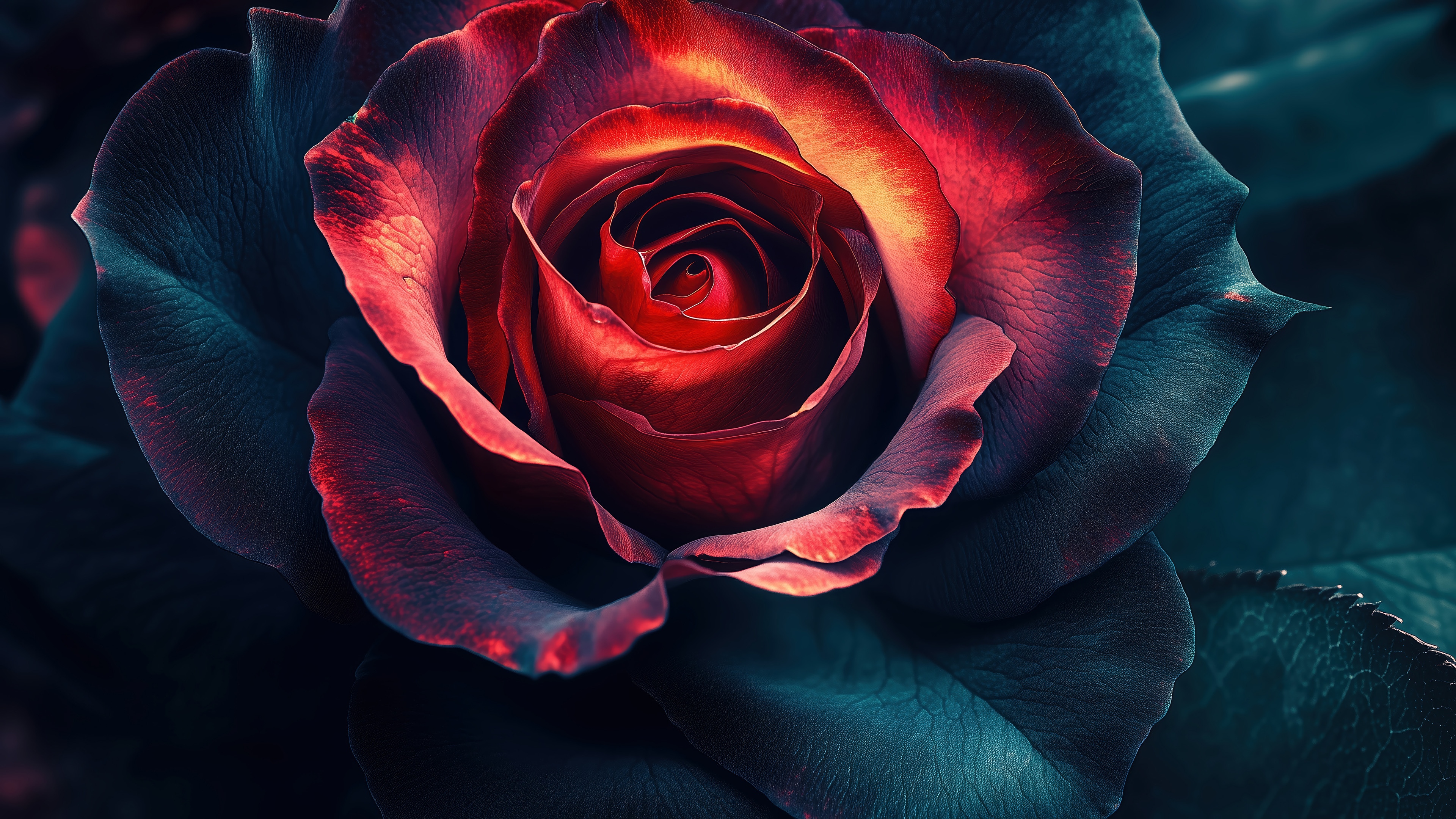 Close up of a dark red rose in 4K HD Wallpaper