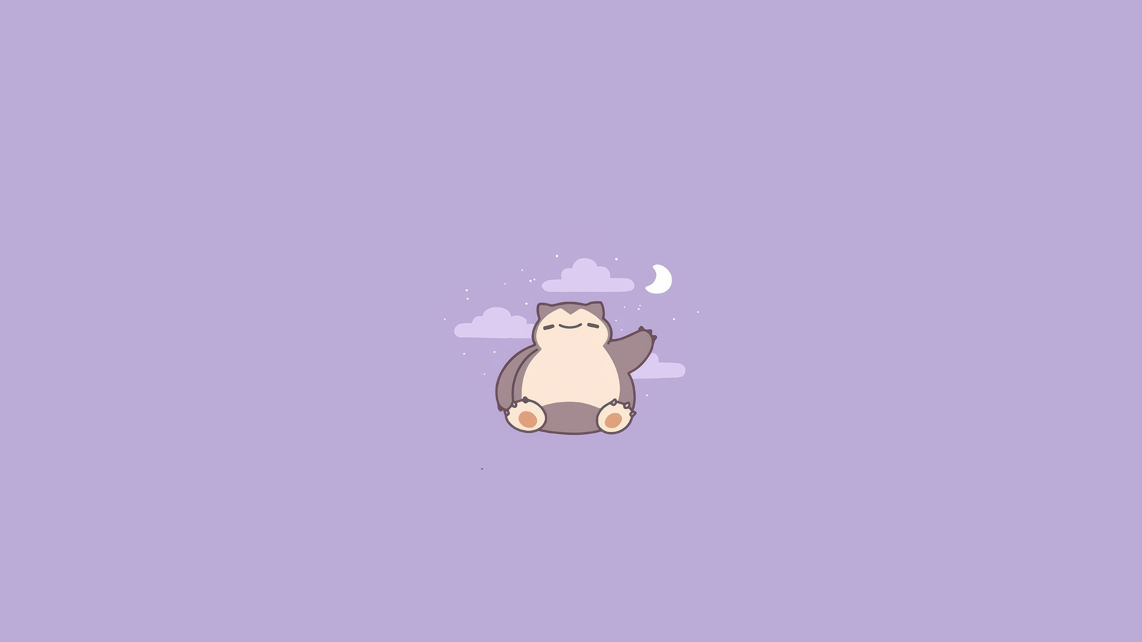 Snorlax in a purple sky with clouds and moon HD Wallpaper