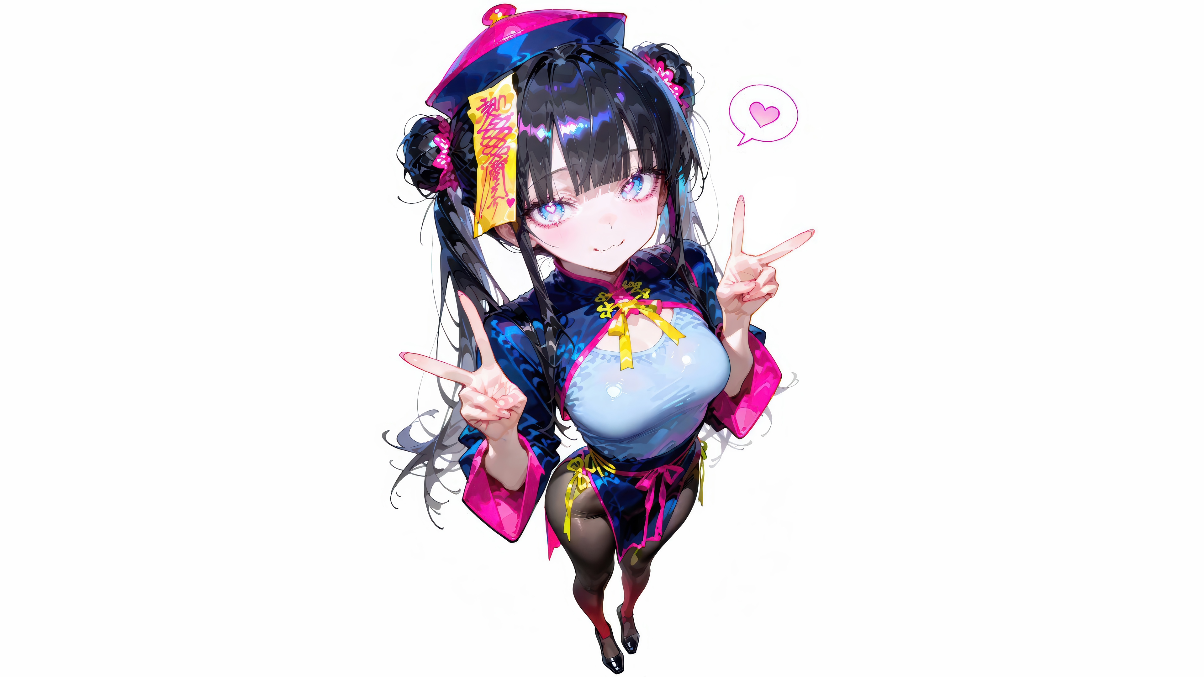 Cute Anime Girl in Jiangshi Outfit HD Wallpaper