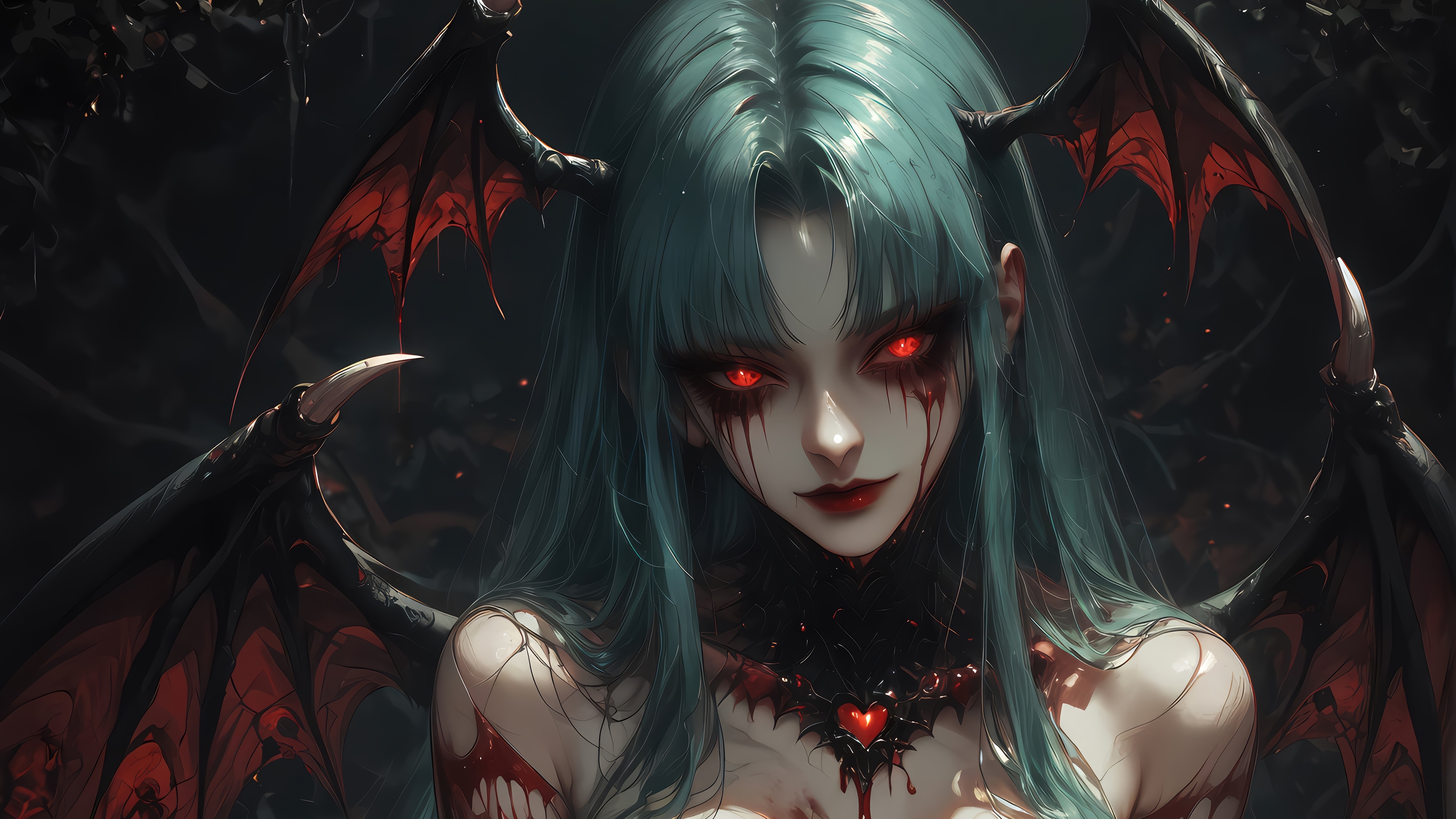 Succubus Demon with Red Eyes 4K HD Wallpaper