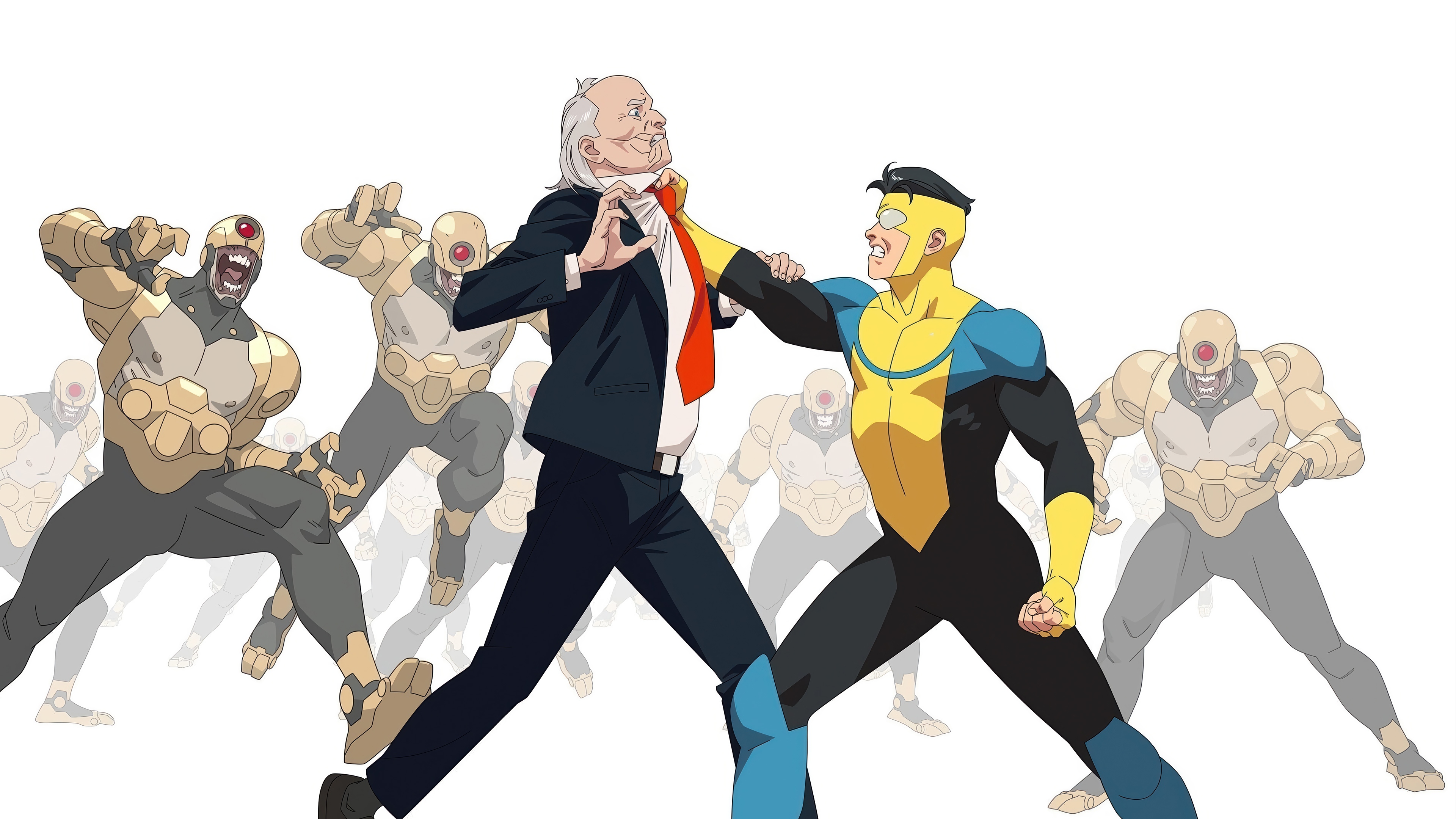 Invincible and Omni-Man fight robots HD Wallpaper