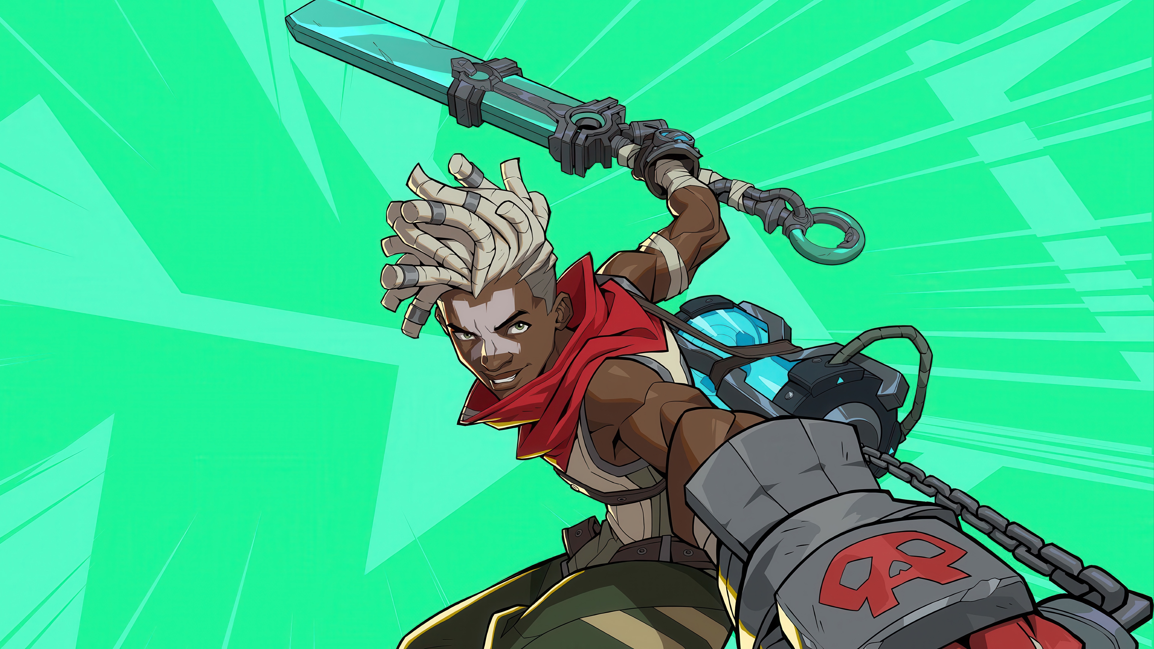 Ekko from League of Legends with a weapon HD Wallpaper