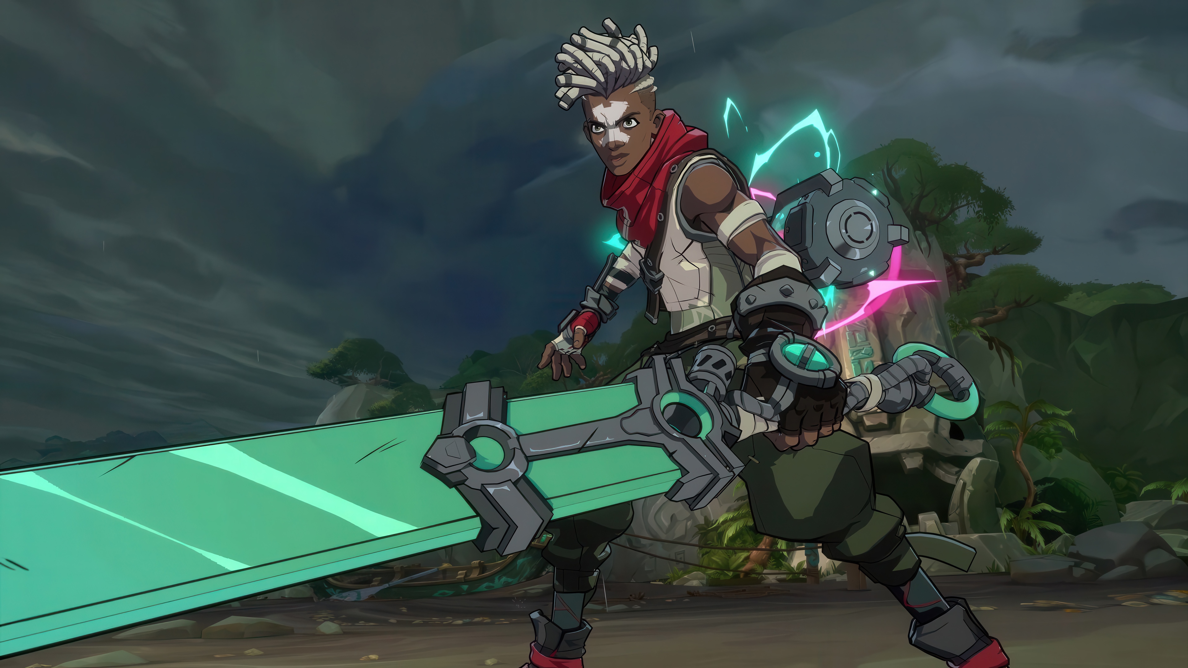 Ekko from League of Legends with a large sword HD Wallpaper