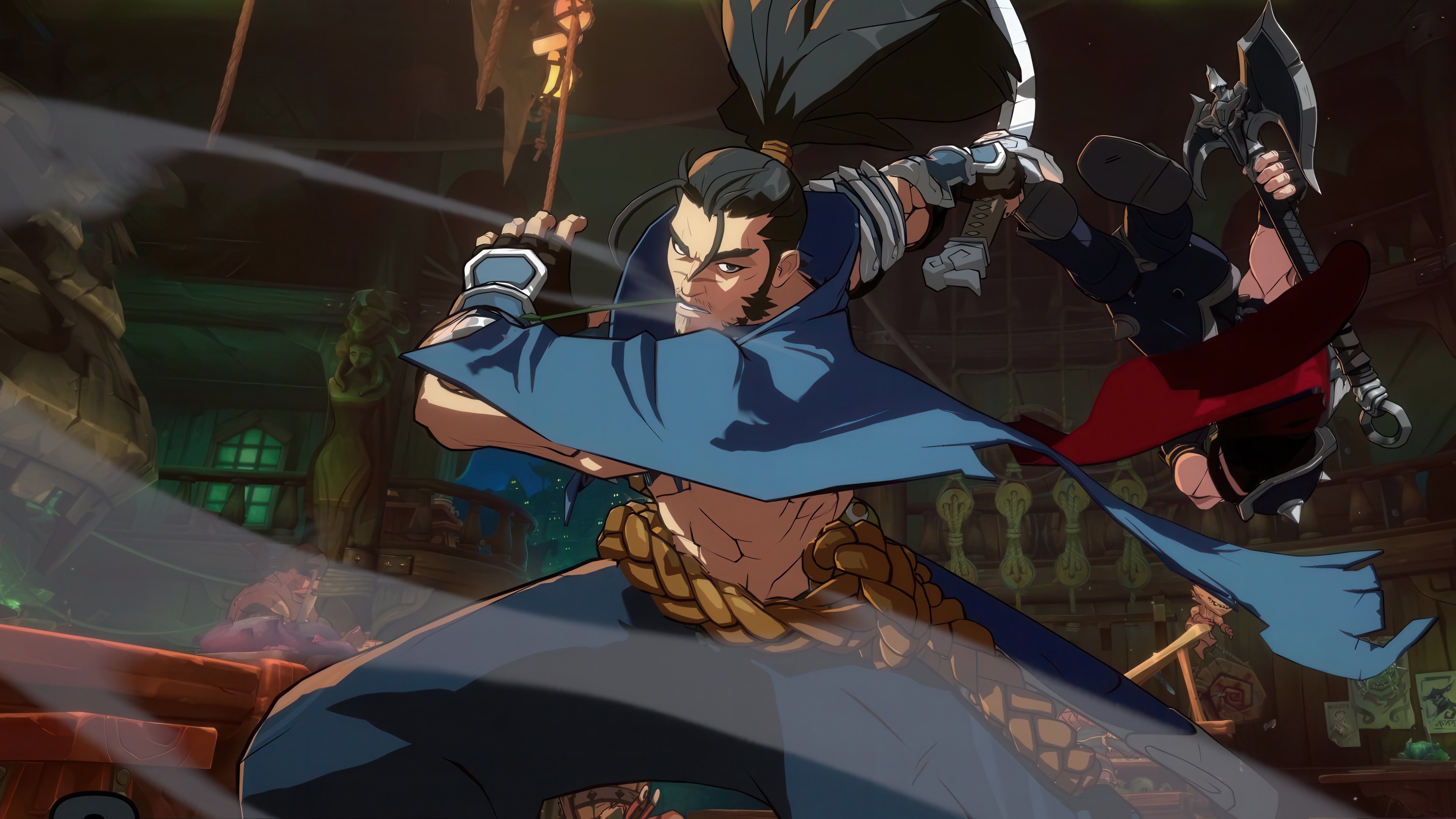 Yasuo and another fighter in League of Legends 4K HD Wallpaper
