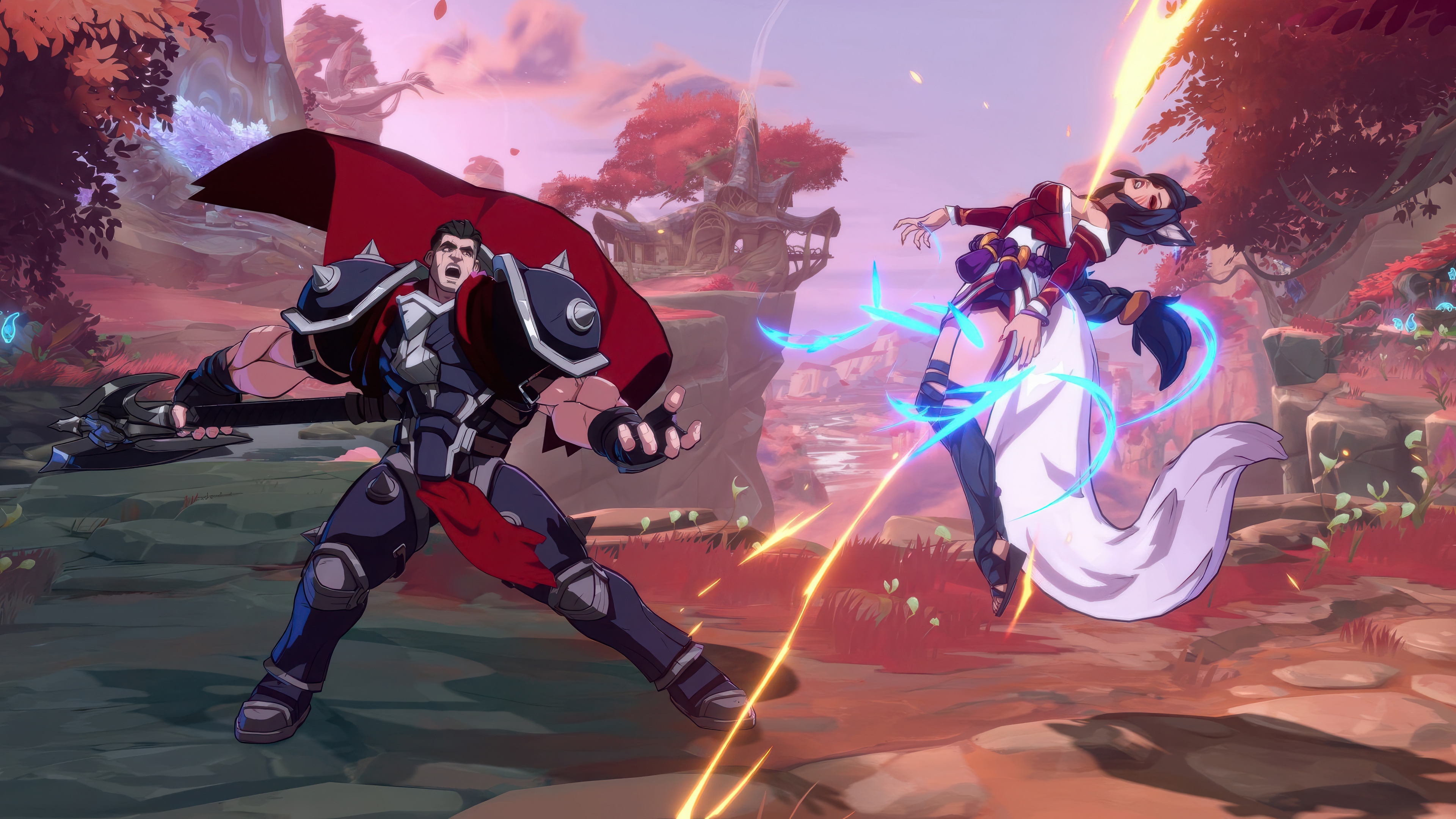 Darius and Ahri fighting in League of Legends 4K HD Wallpaper