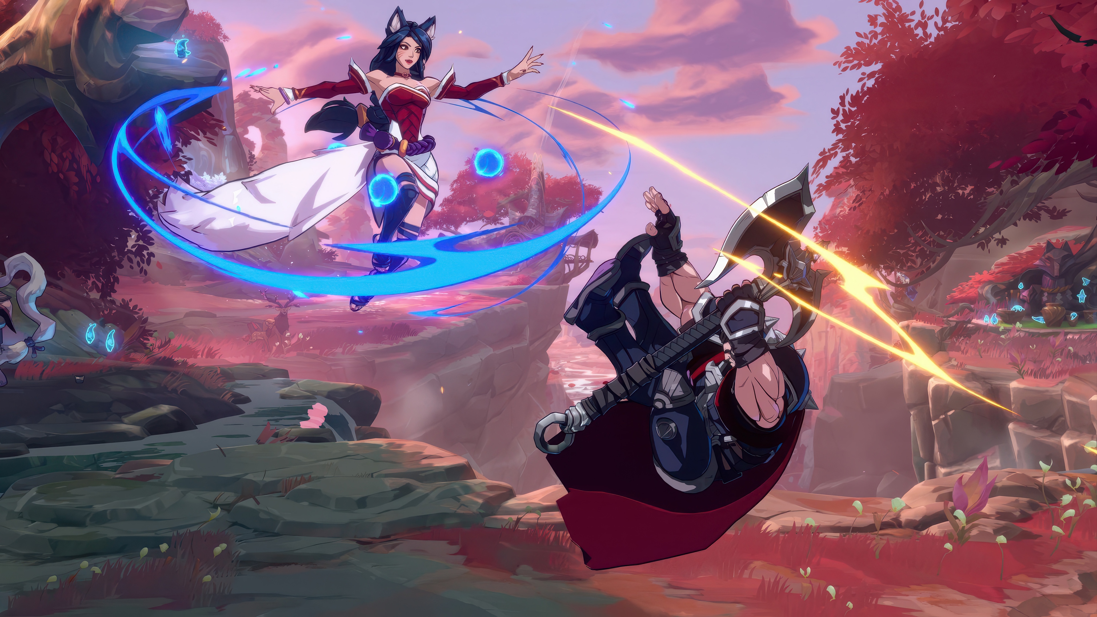 Ahri and Darius fighting in League of Legends 4K HD Wallpaper