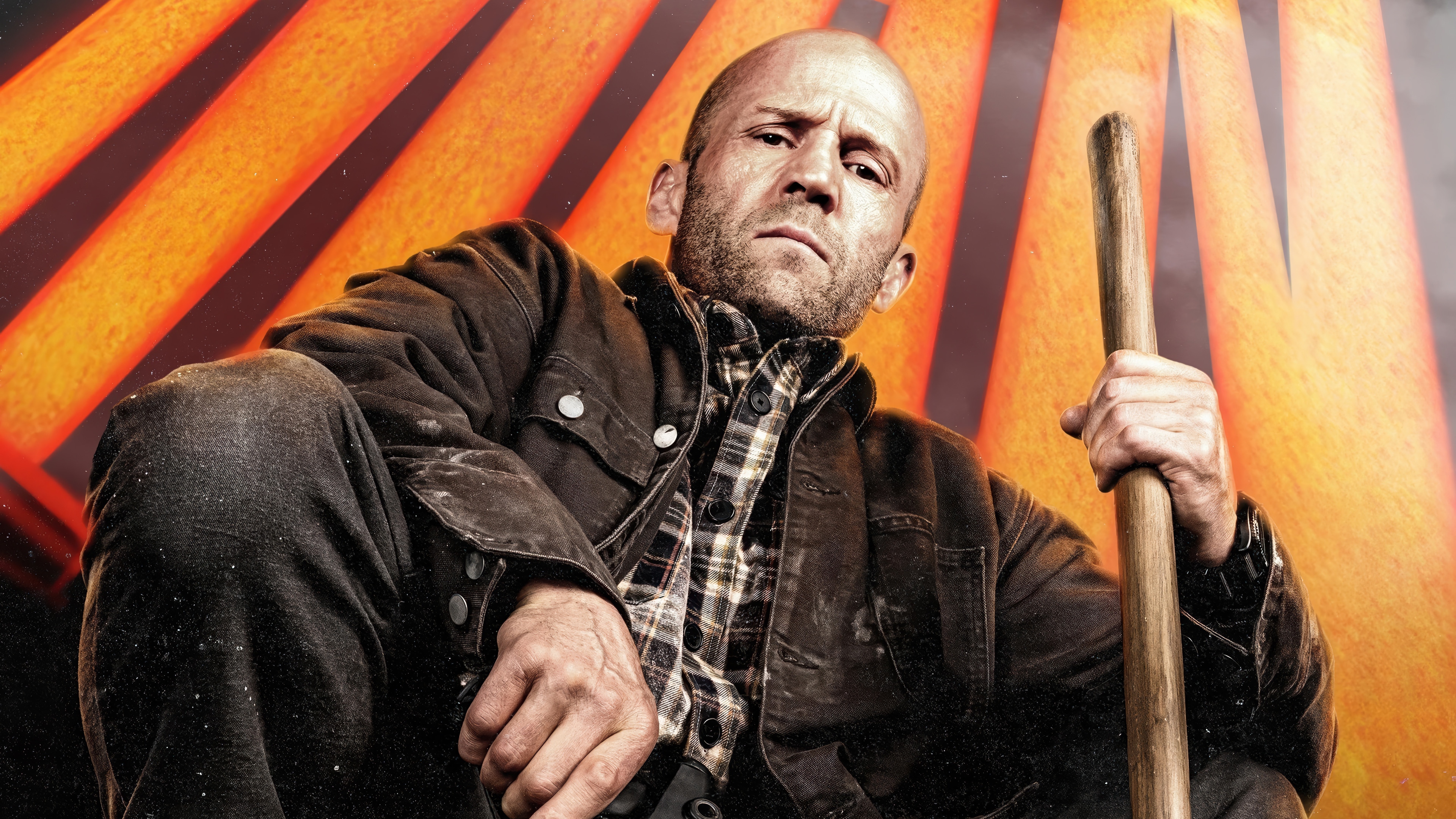 Jason Statham Holding a Wooden Stick HD Wallpaper