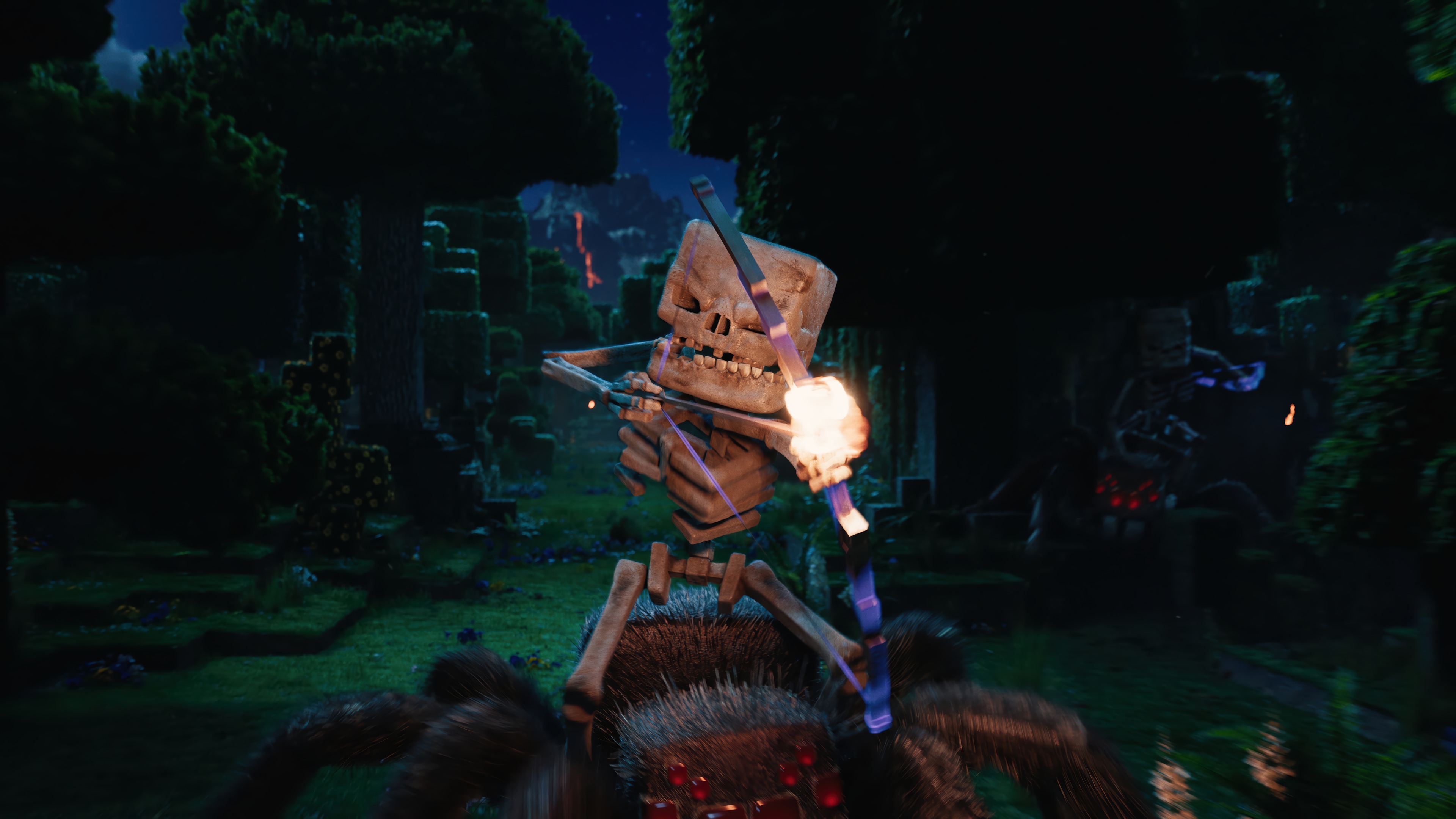 Minecraft Skeleton Archer on a Spider HD Wallpaper