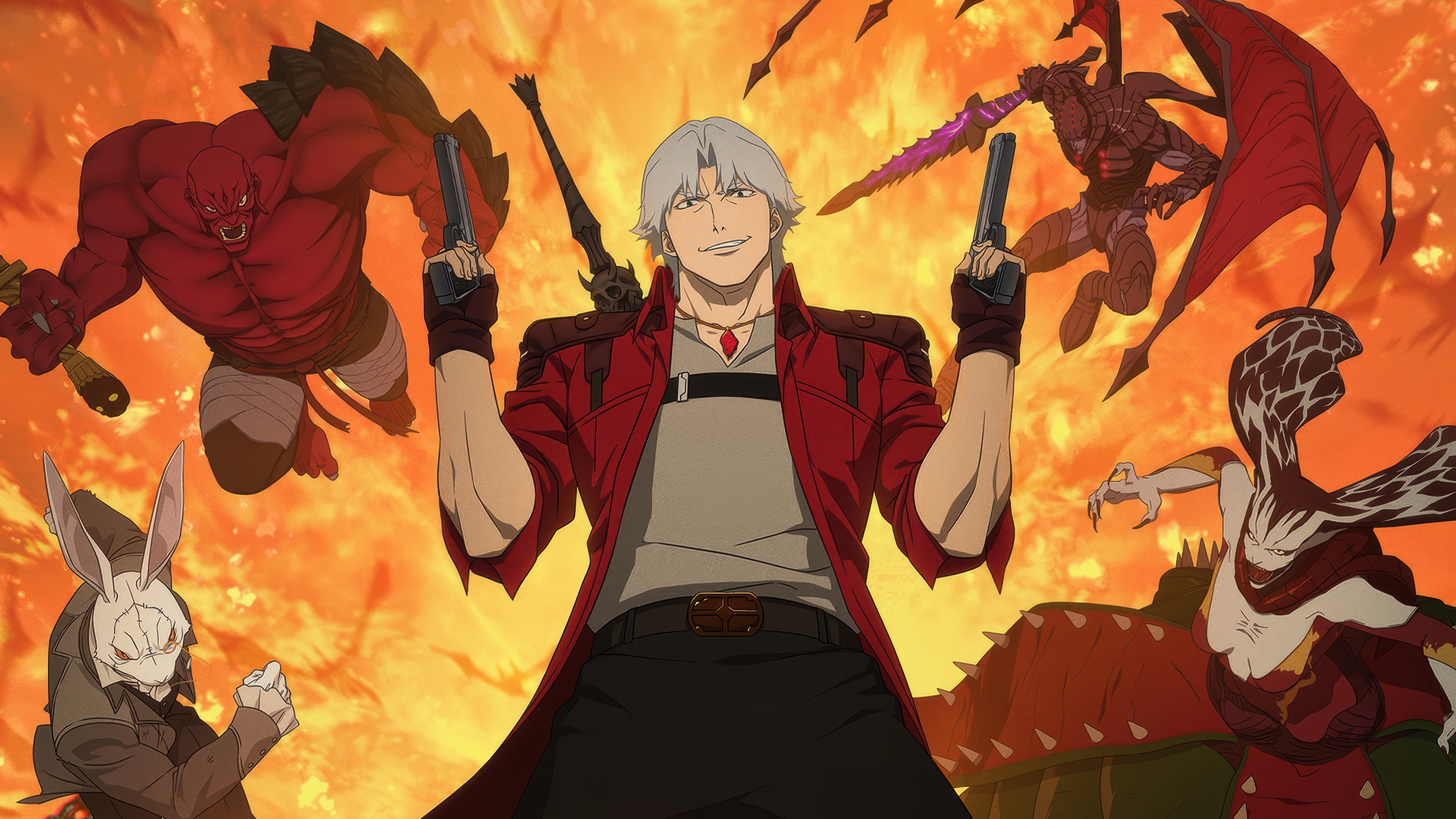 Dante and demons in Devil May Cry 4K HD Wallpaper