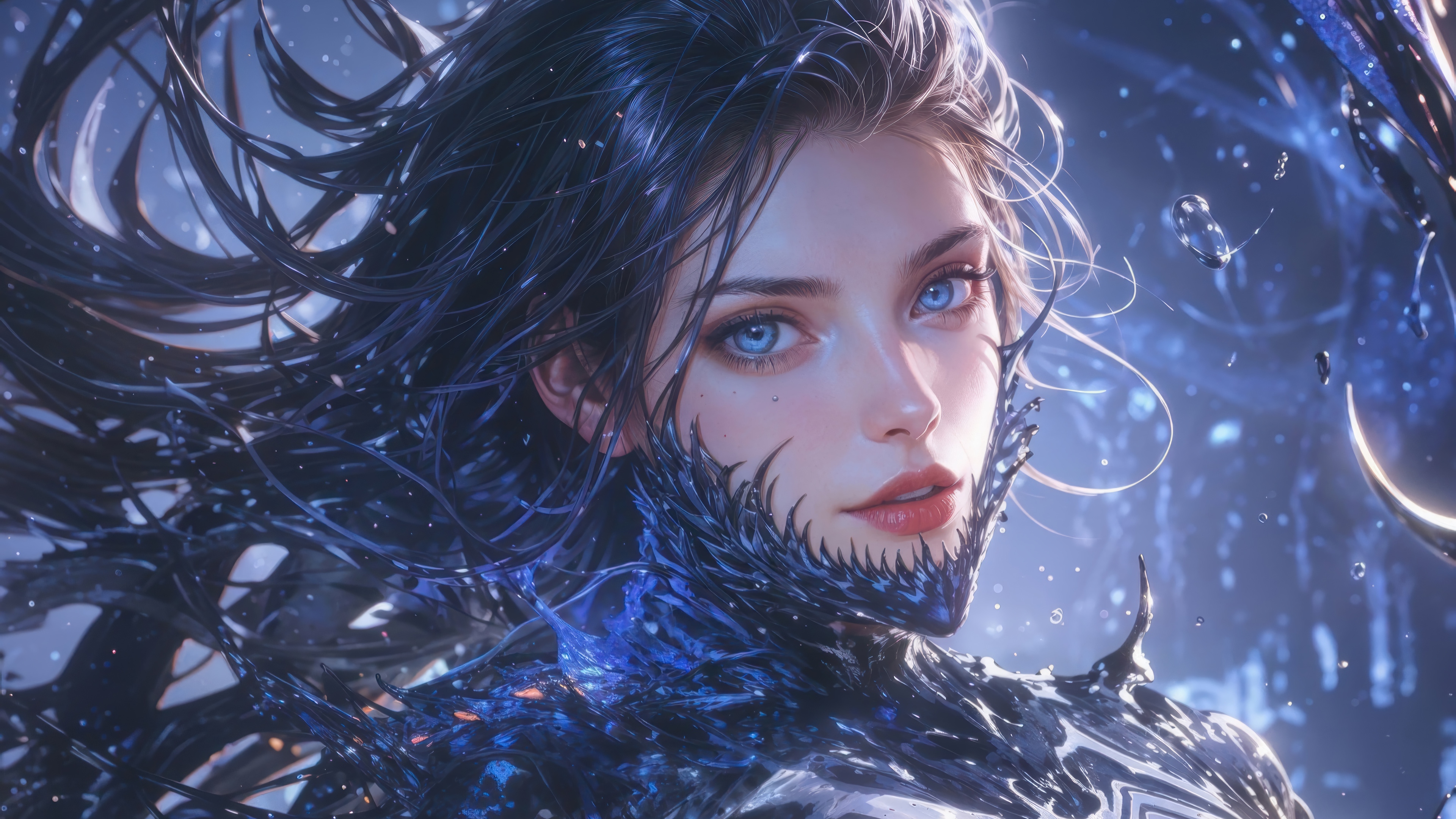 Anime Girl with Venom Symbiote 4K HD Wallpaper