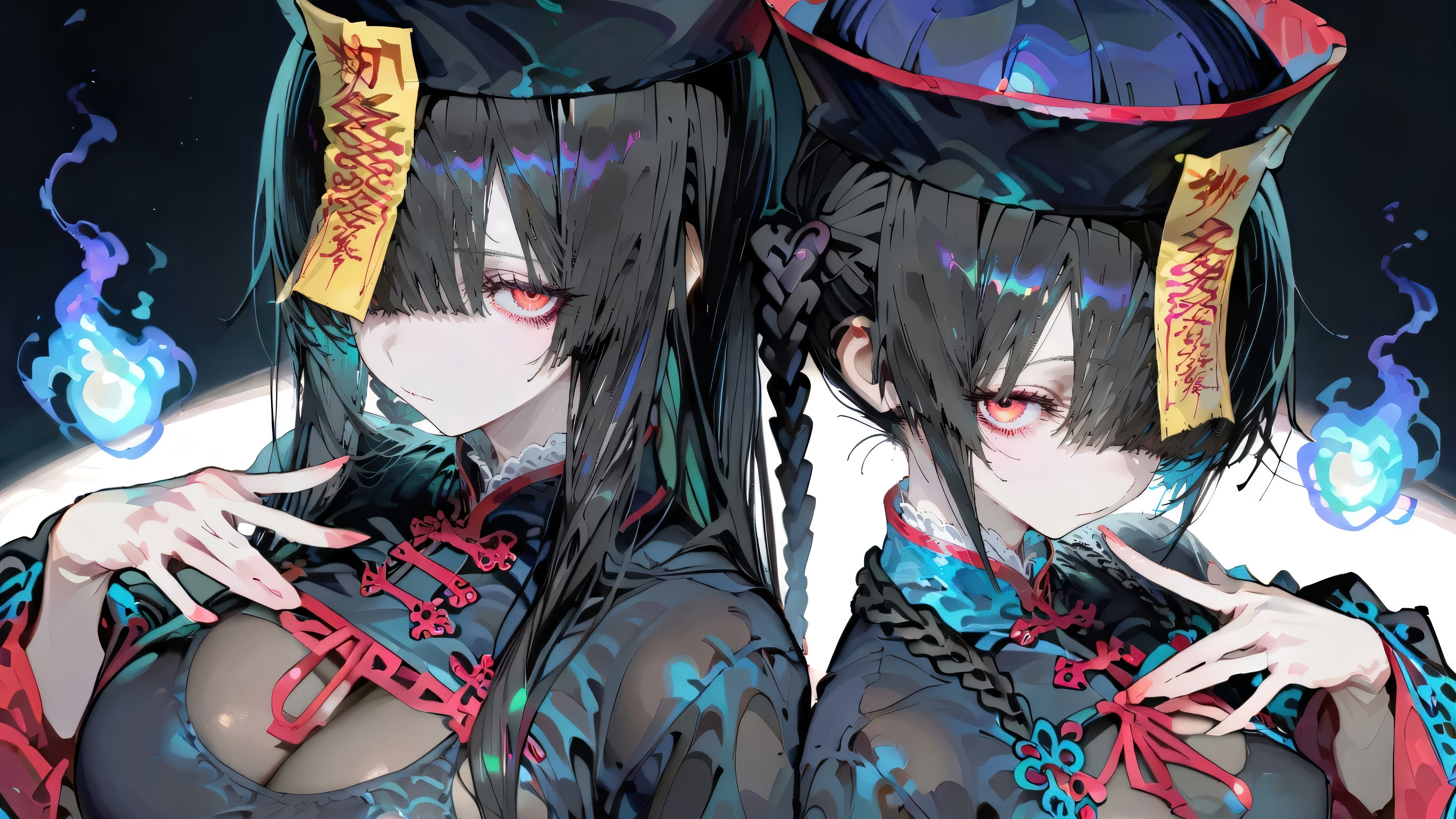 Anime Twins Jiangshi 4K HD Wallpaper