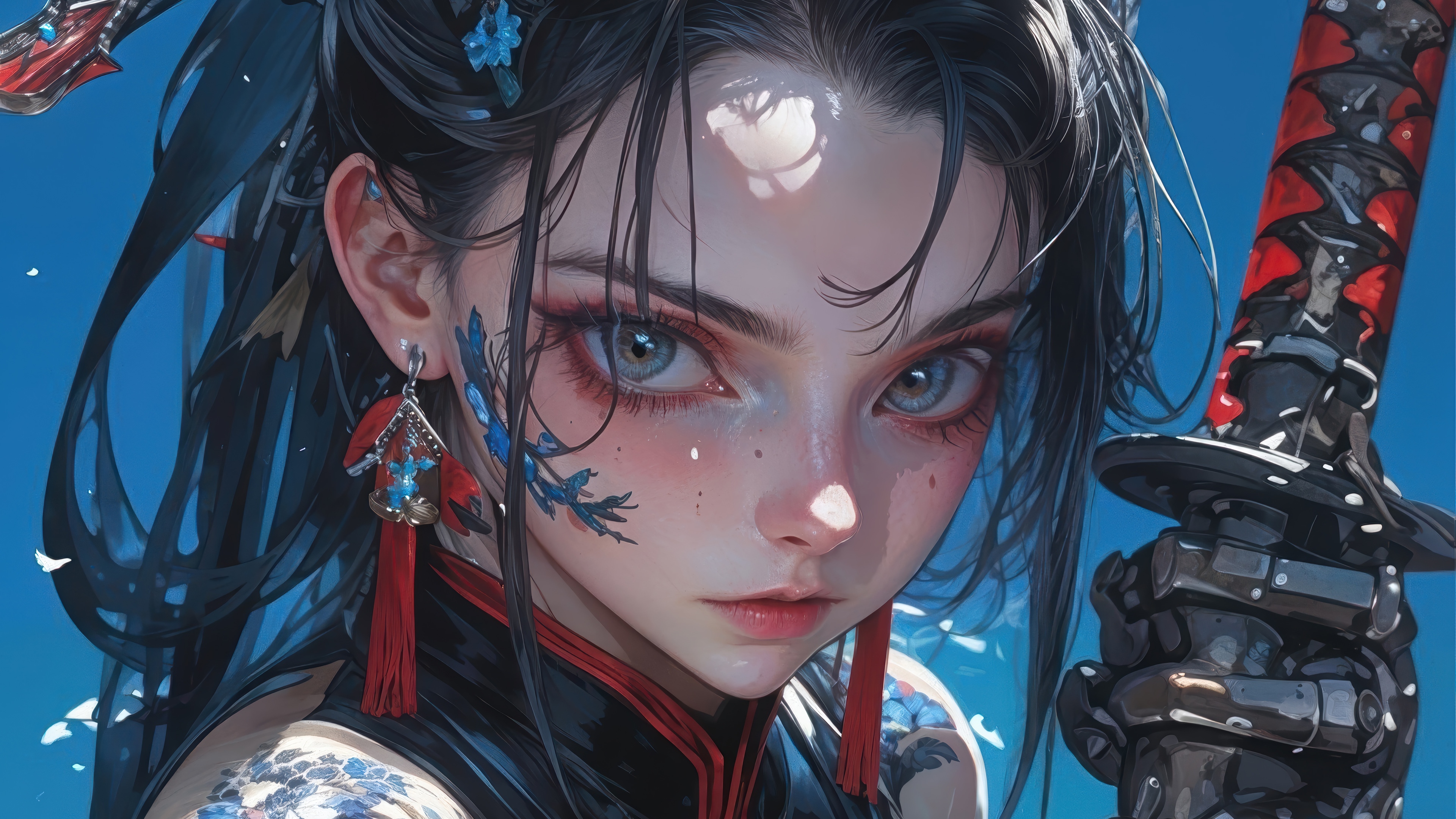 Anime Girl with Katana 4K HD Wallpaper