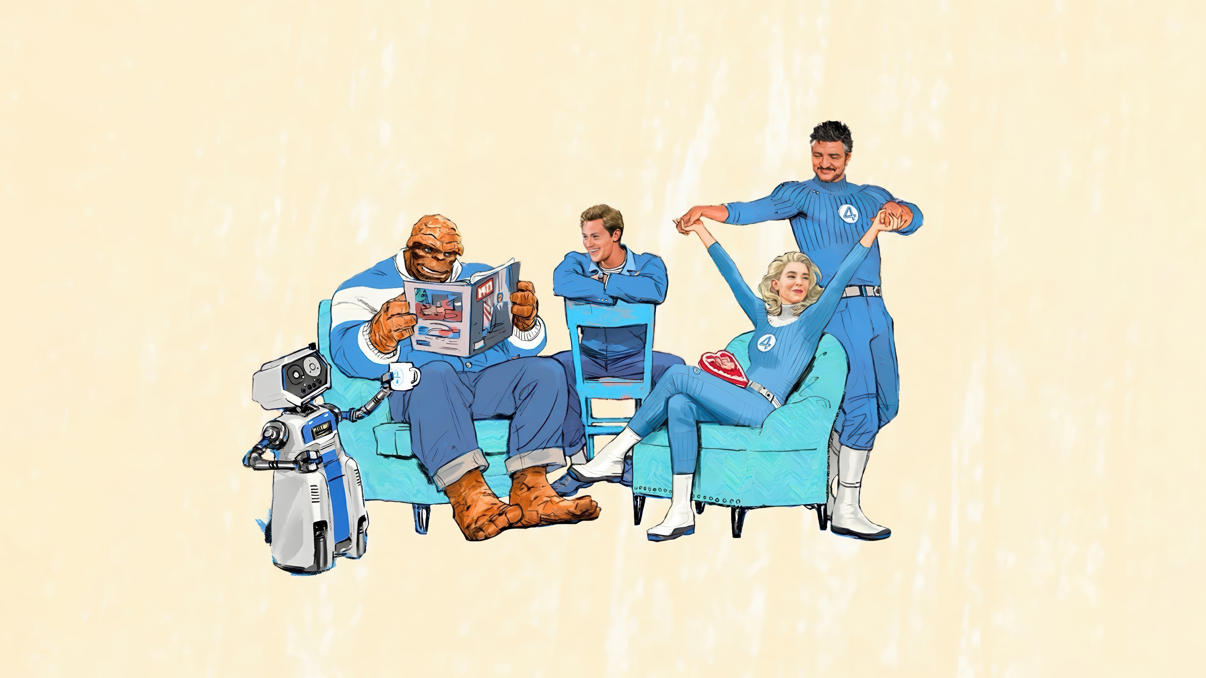 Fantastic Four Relaxing at Home HD Wallpaper