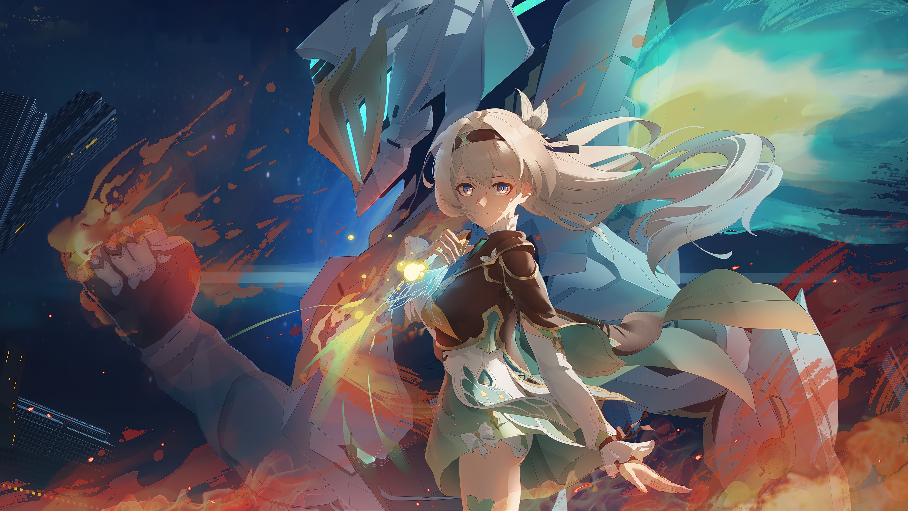 Firefly and giant robot in Honkai: Star Rail 4K HD Wallpaper