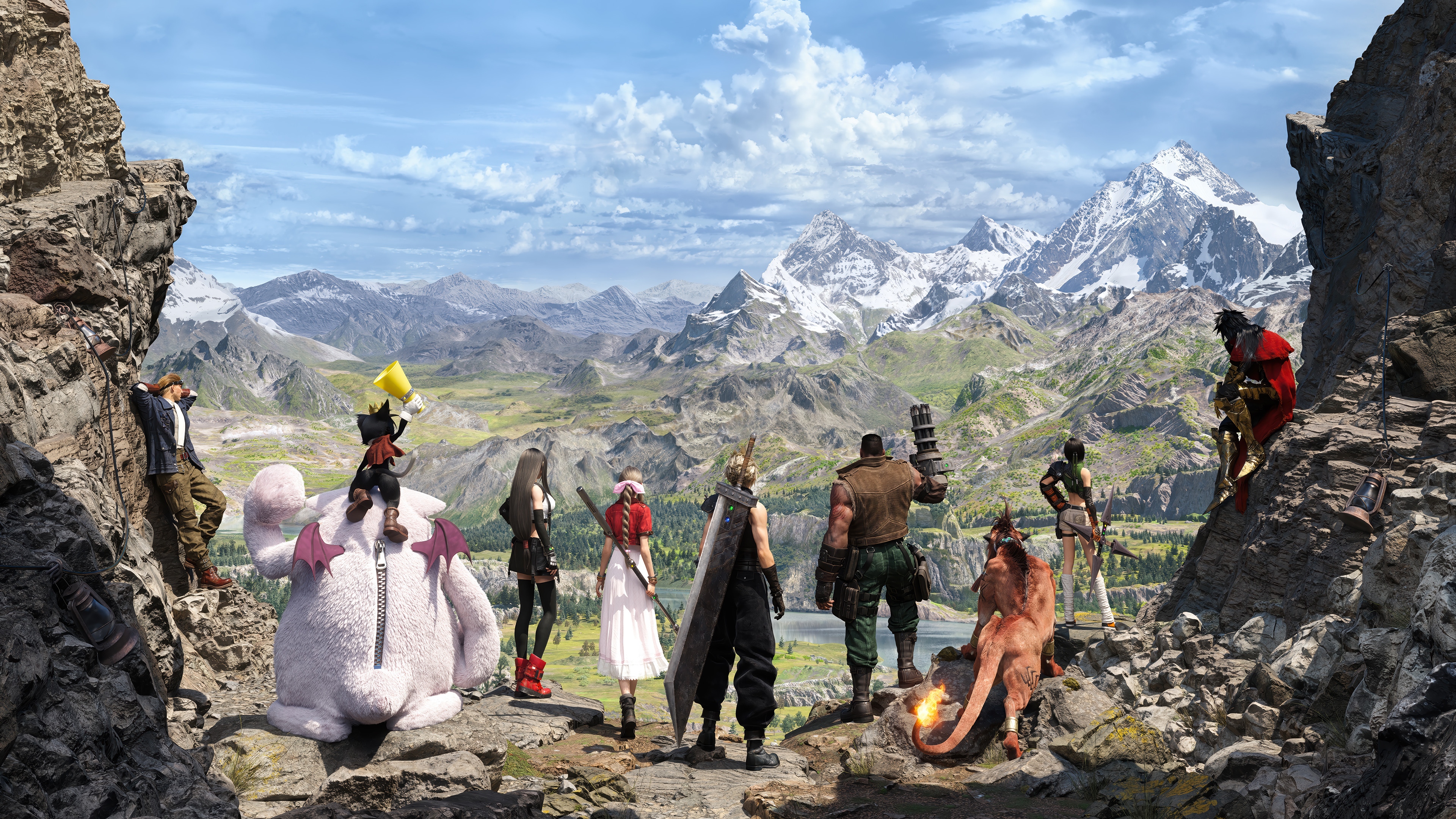 Final Fantasy 7 Remake Rebirth Characters in Mountains 4K HD Wallpaper