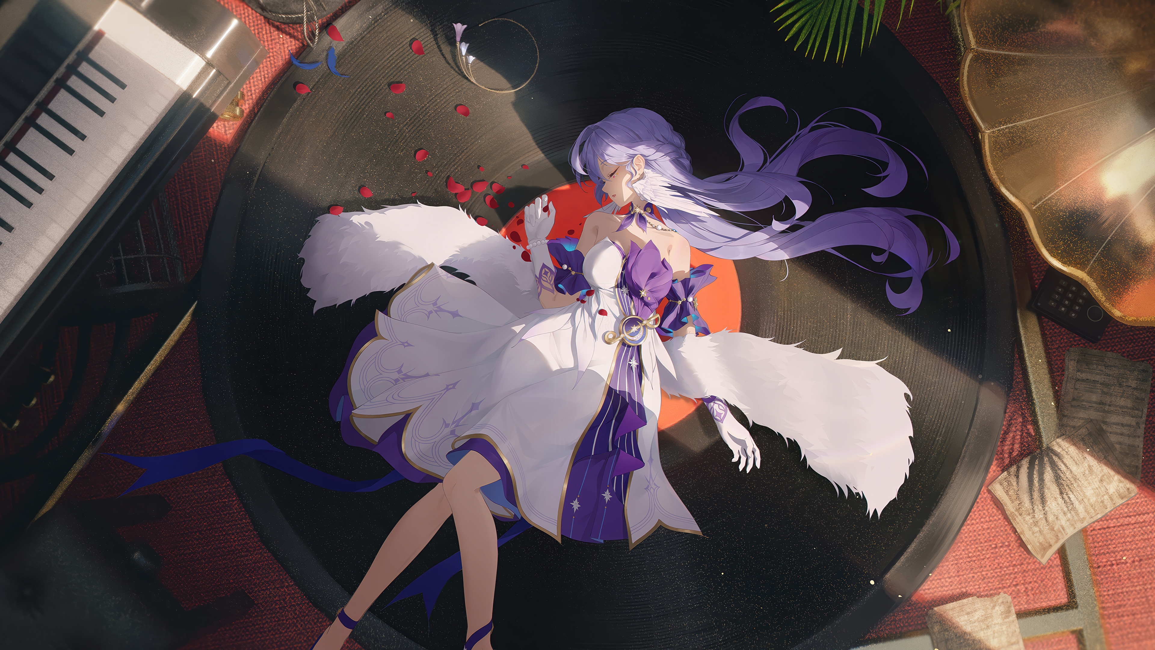 Robin from Honkai: Star Rail on a vinyl record HD Wallpaper