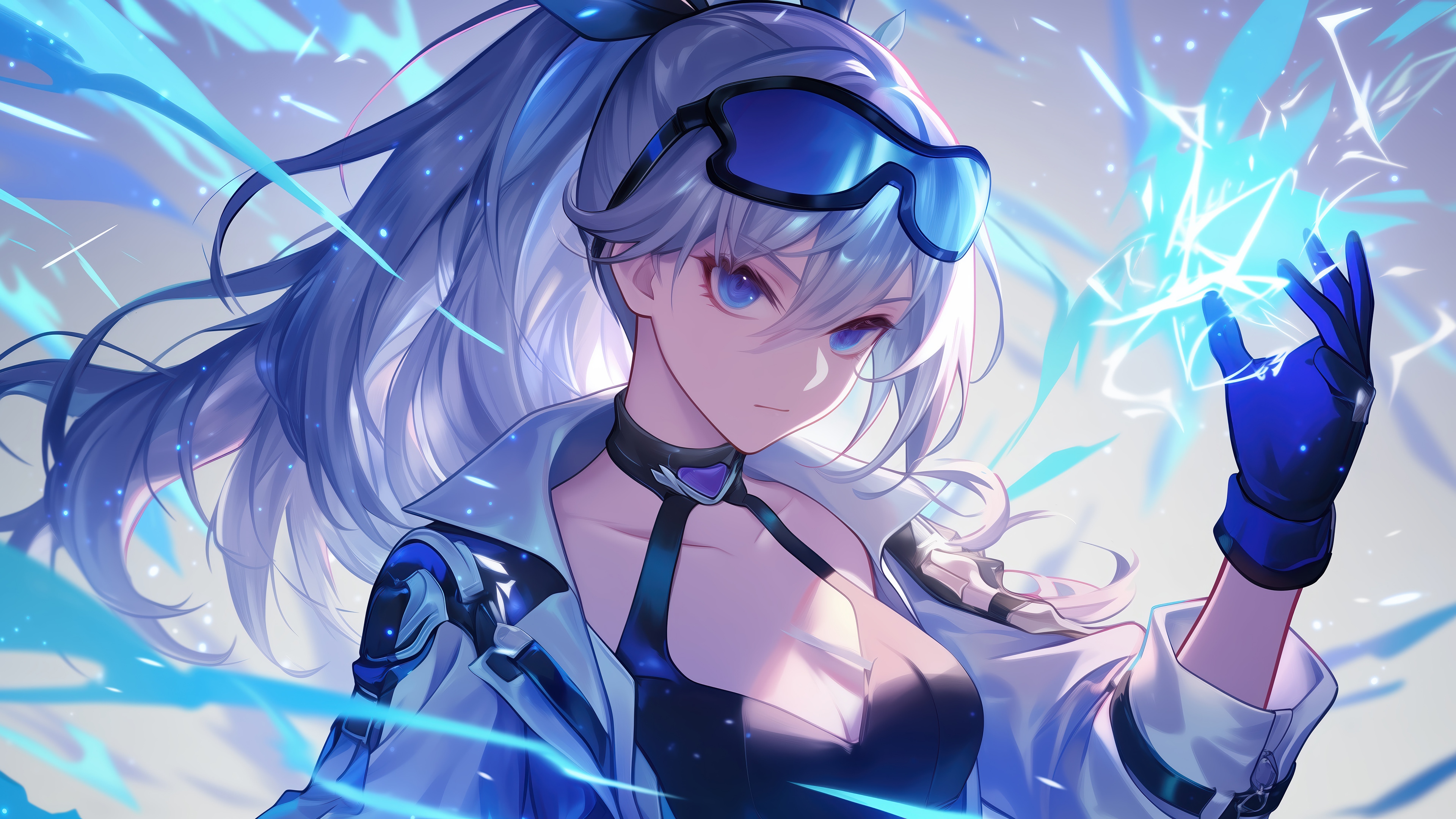 Silver Wolf from Honkai: Star Rail using ice powers HD Wallpaper