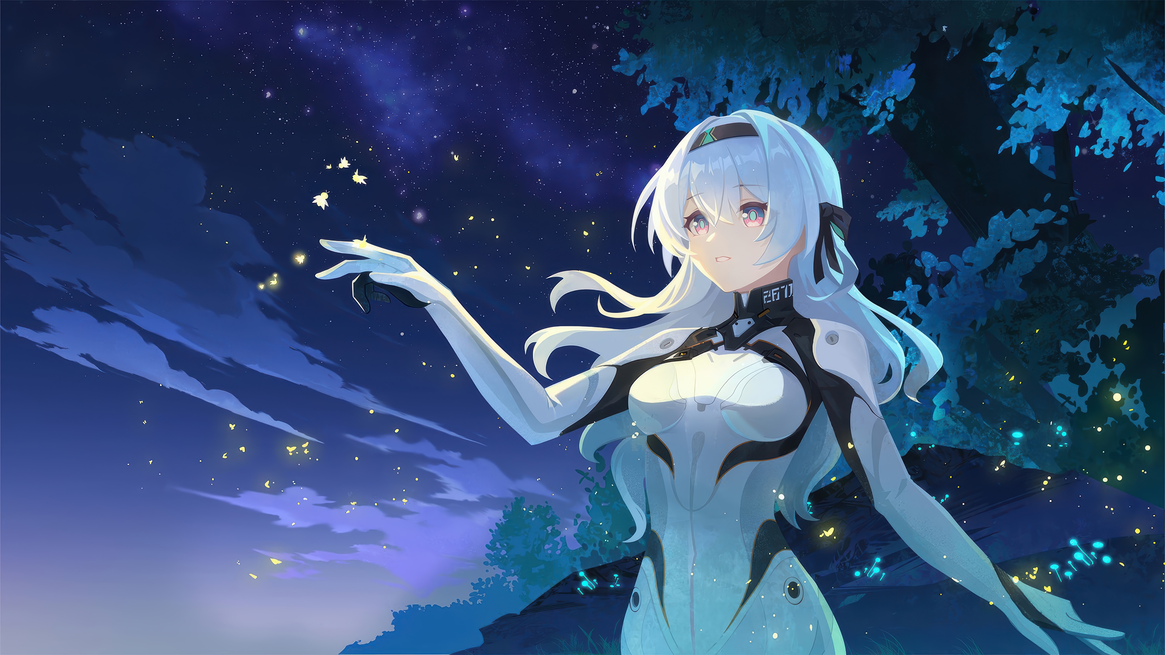 Firefly from Honkai: Star Rail in a starry night HD Wallpaper