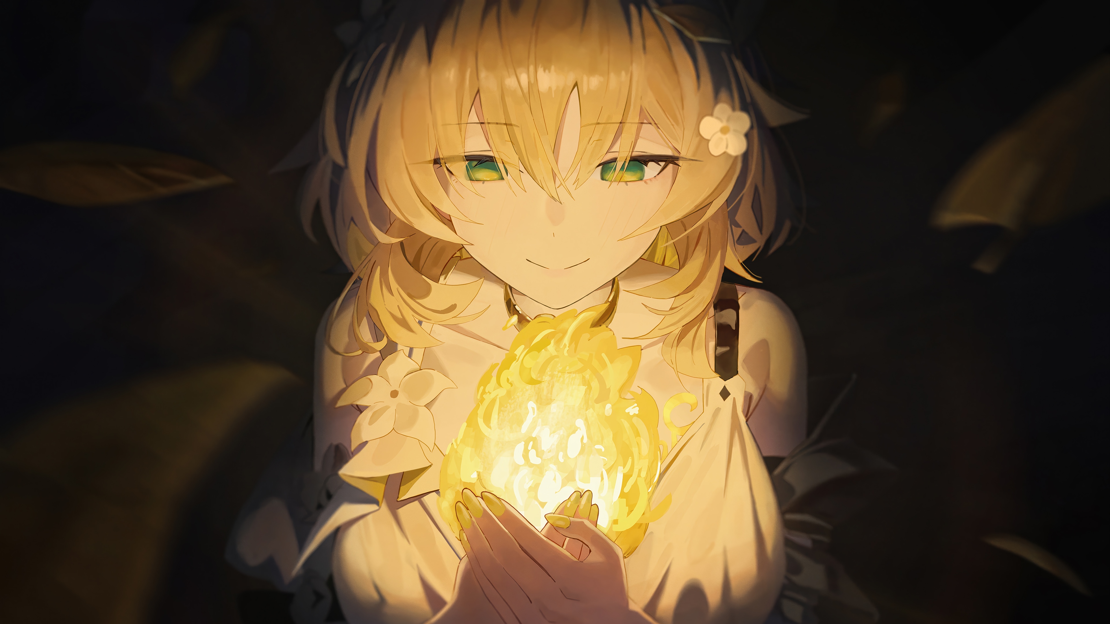 Aglaea from Honkai: Star Rail holding a ball of light HD Wallpaper