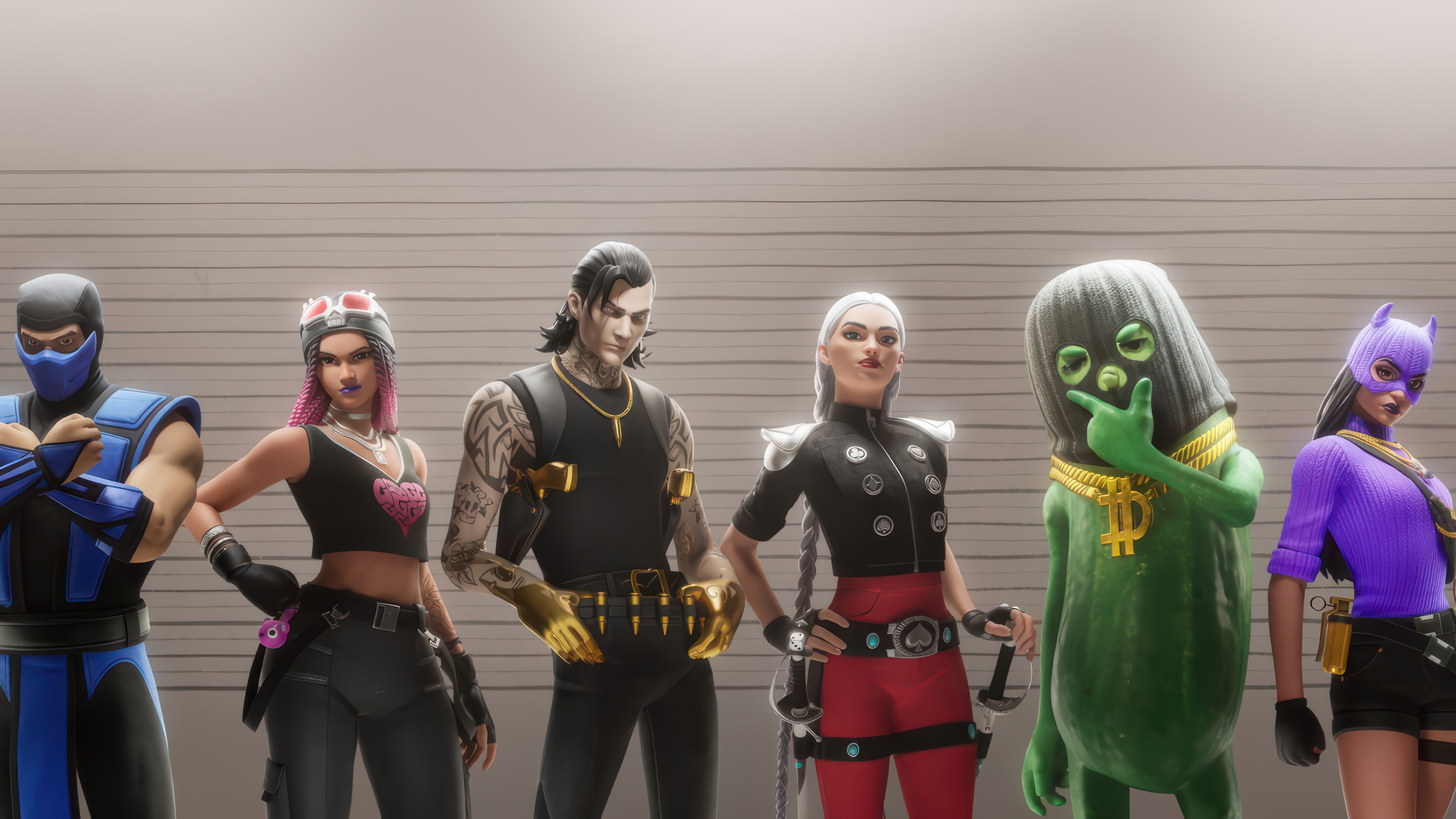 Fortnite characters in a lineup HD Wallpaper