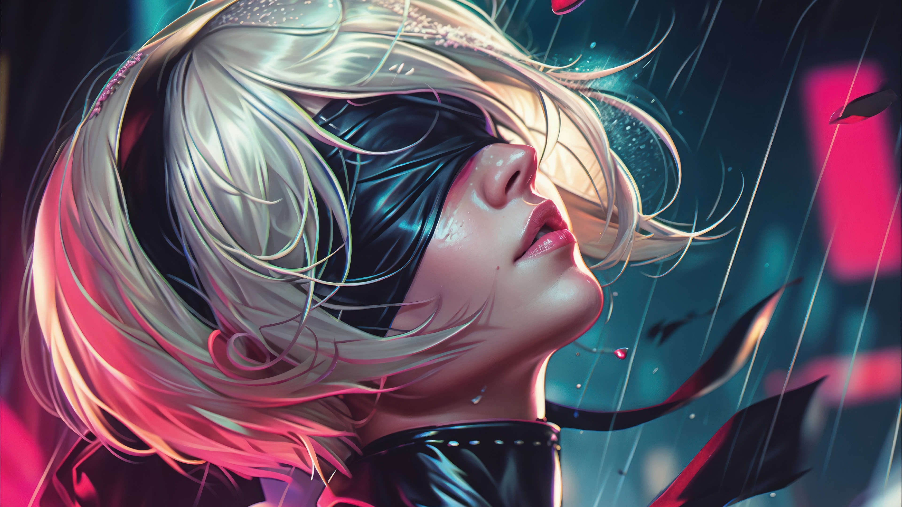 YoRHa 2B in the Rain 4K HD Wallpaper