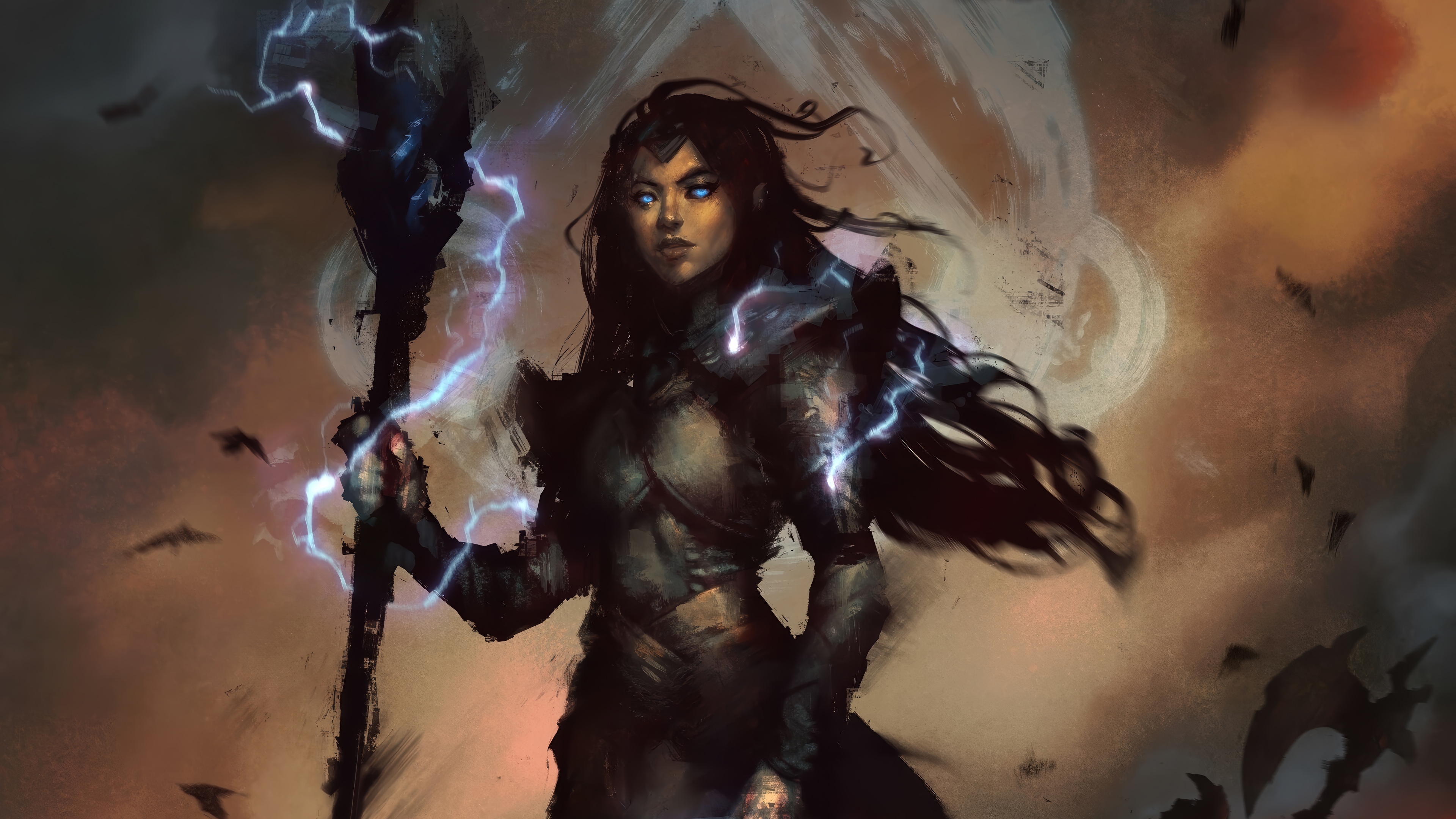 Diablo IV Sorcerer with Lightning Staff HD Wallpaper