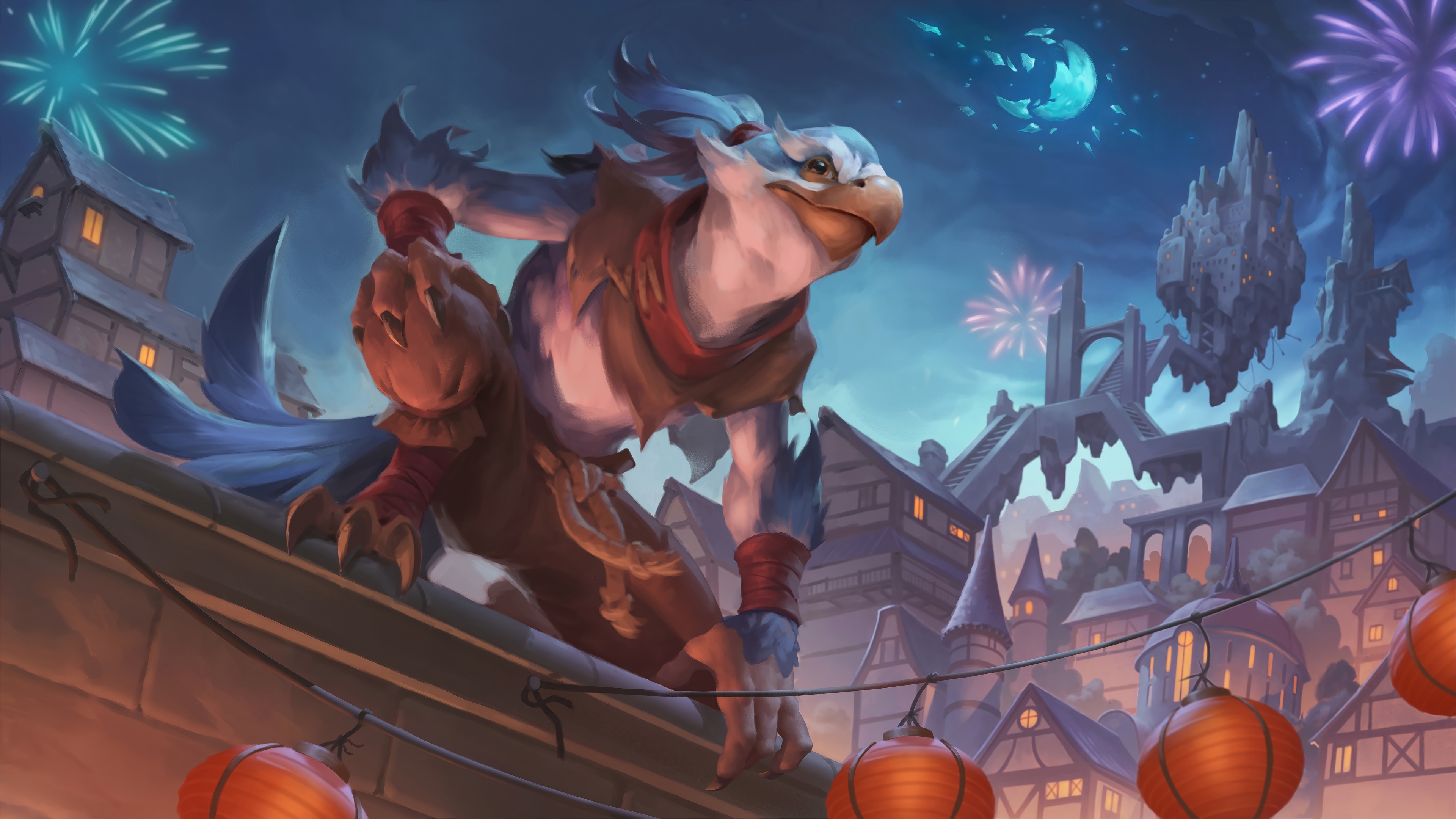 Kez from Dota 2 on a rooftop at night HD Wallpaper
