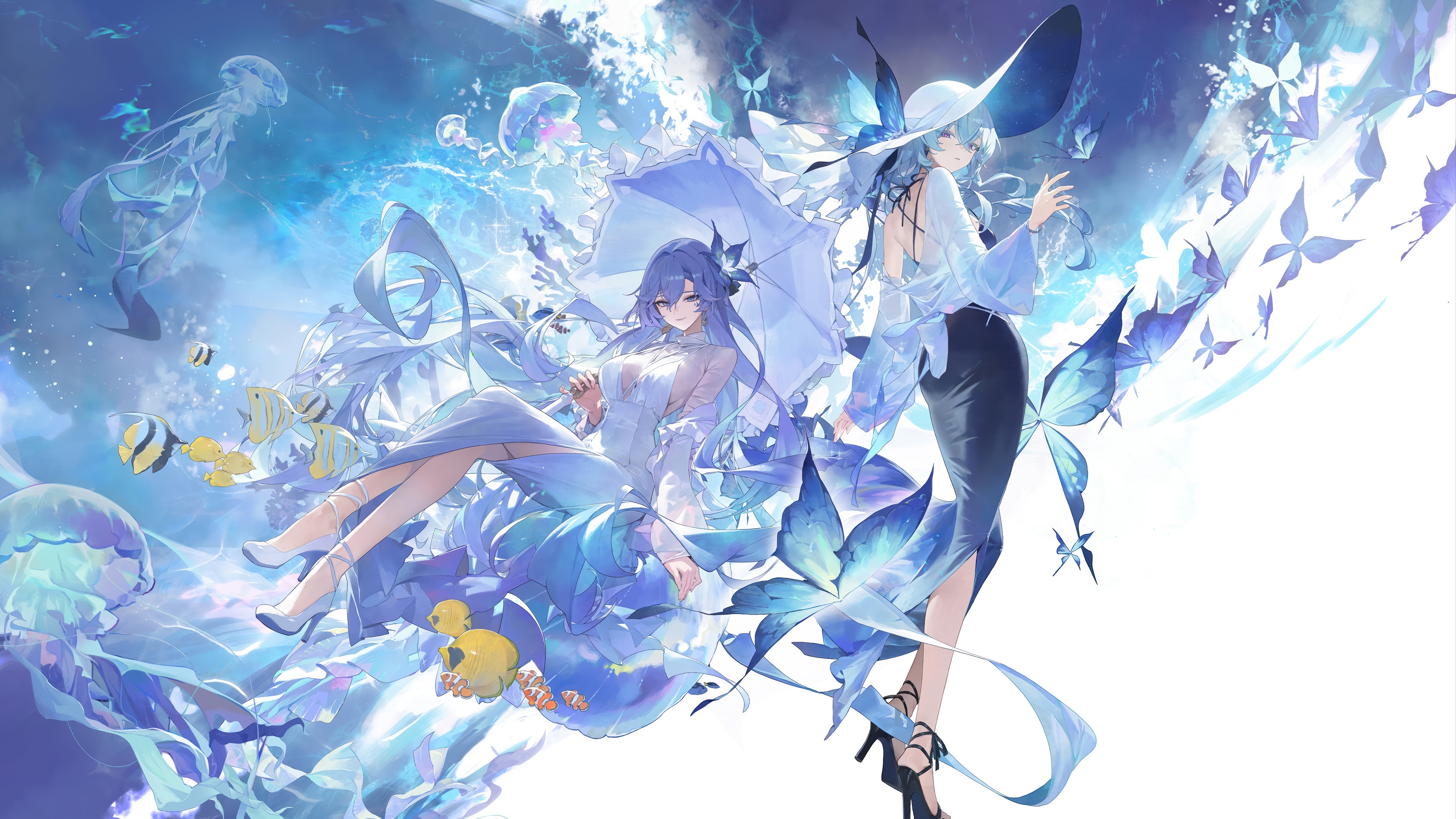 Cantarella and another woman in a fantasy underwater scene HD Wallpaper