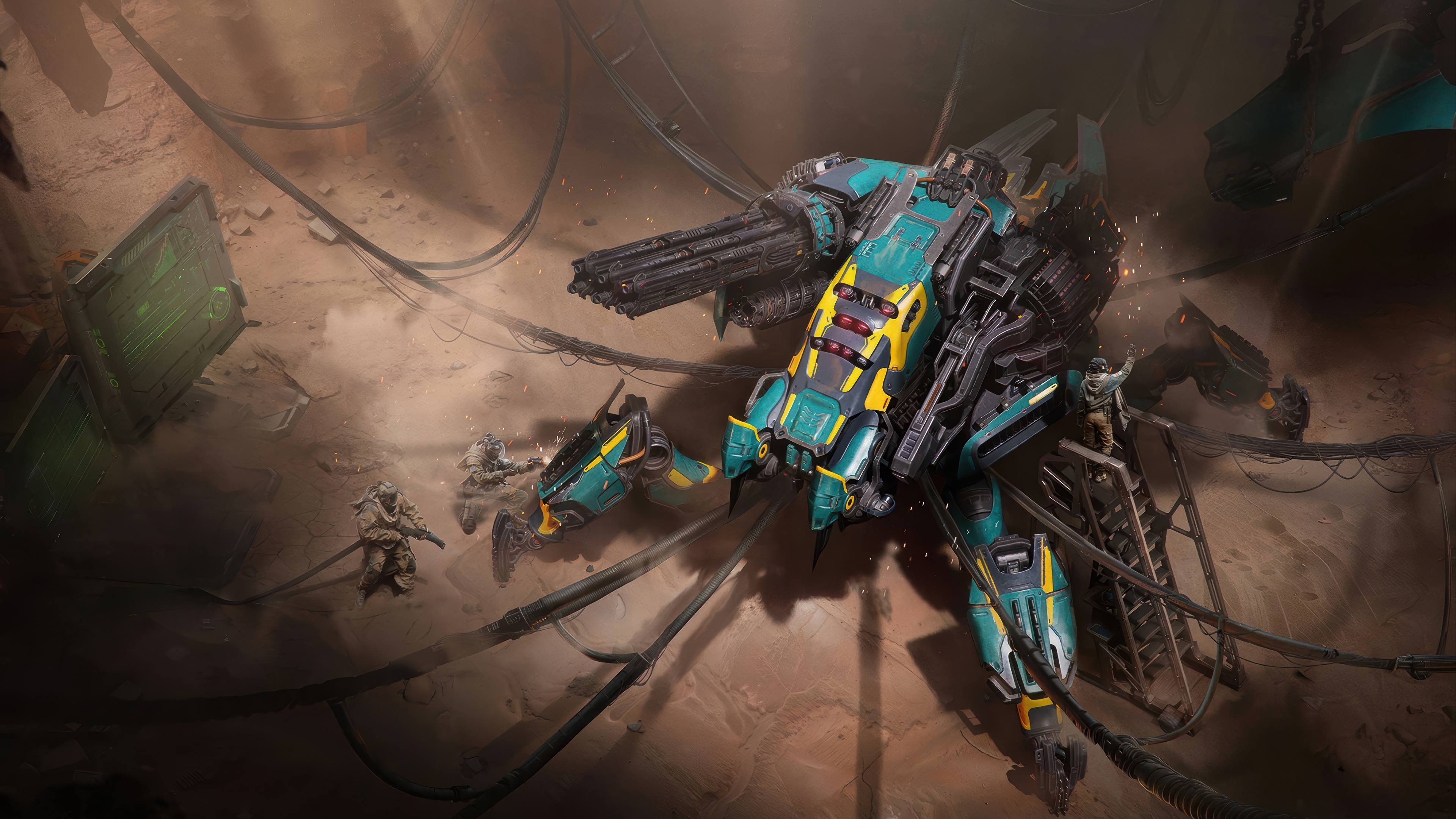 Steel Hunters Robot in a Dusty Environment HD Wallpaper