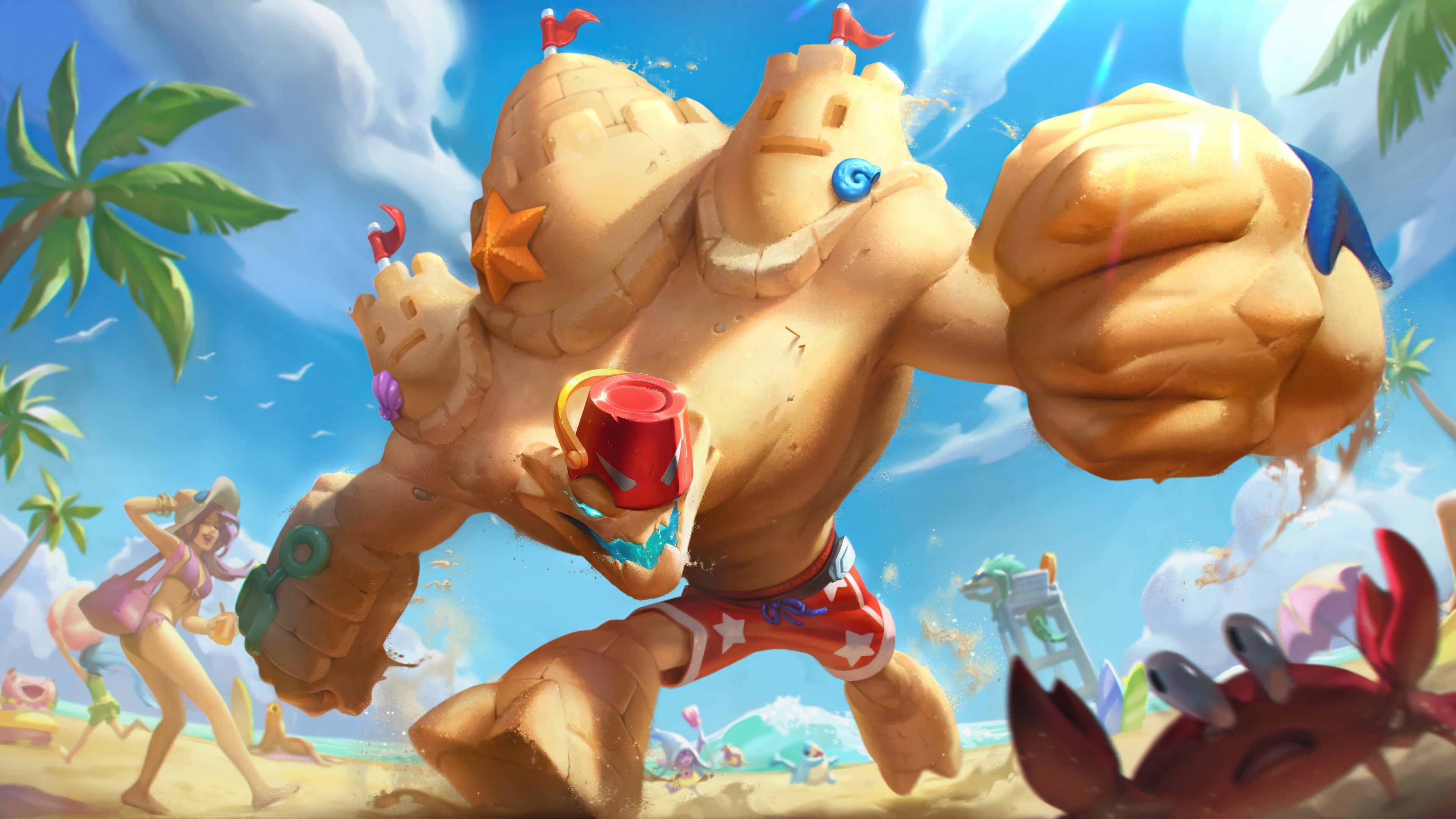 Pool Party Malphite in League of Legends 4K HD Wallpaper