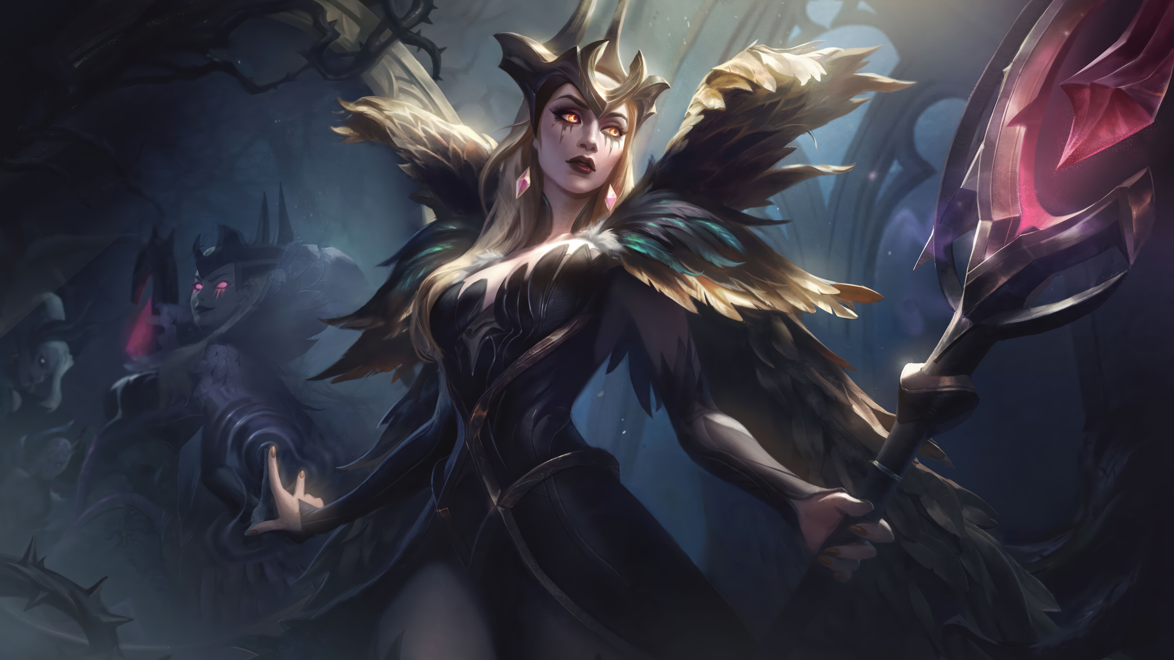LeBlanc Coven Skin Splash Art 4K HD Wallpaper