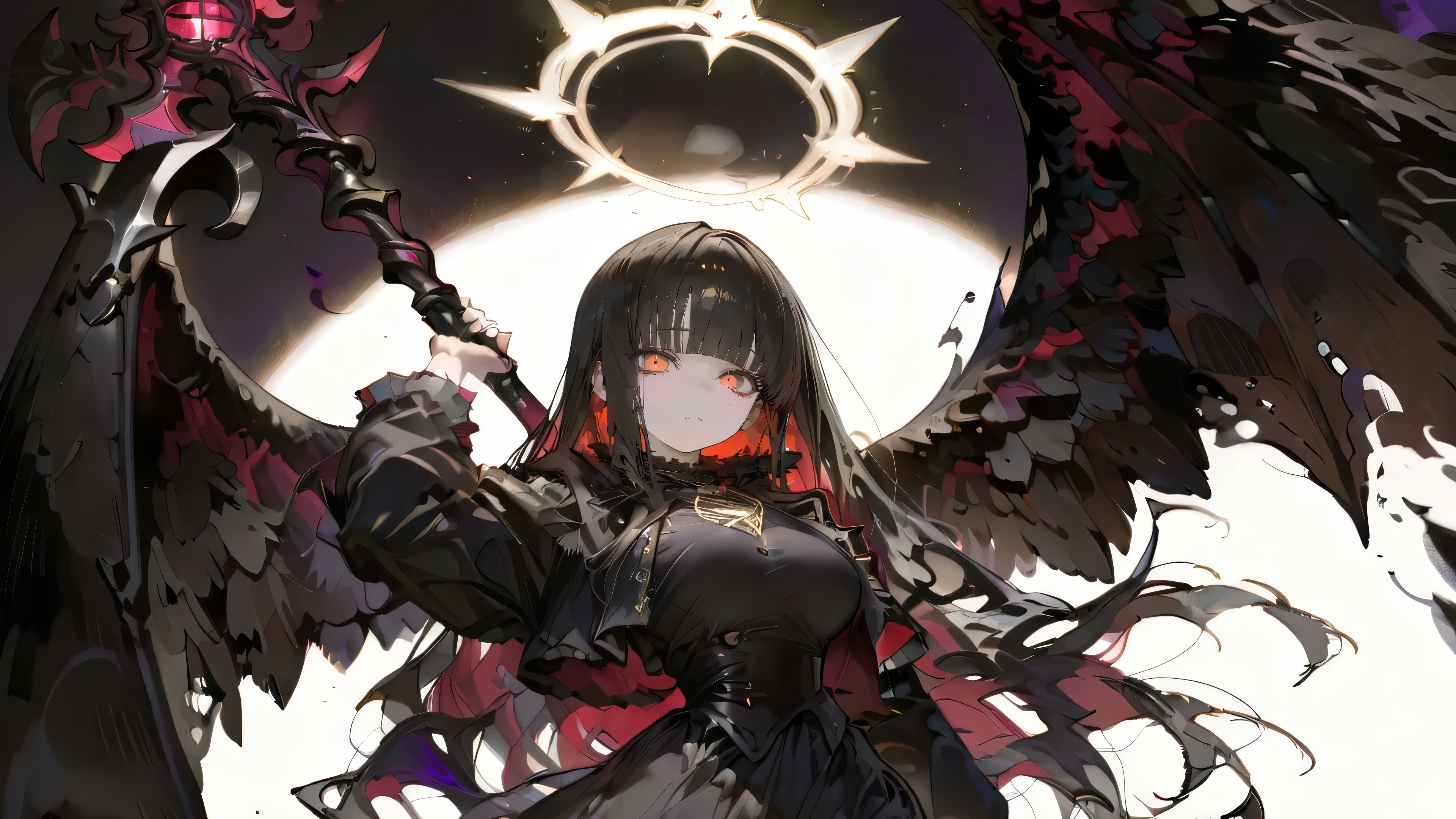 Anime Girl with Scythe and Wings 4K HD Wallpaper