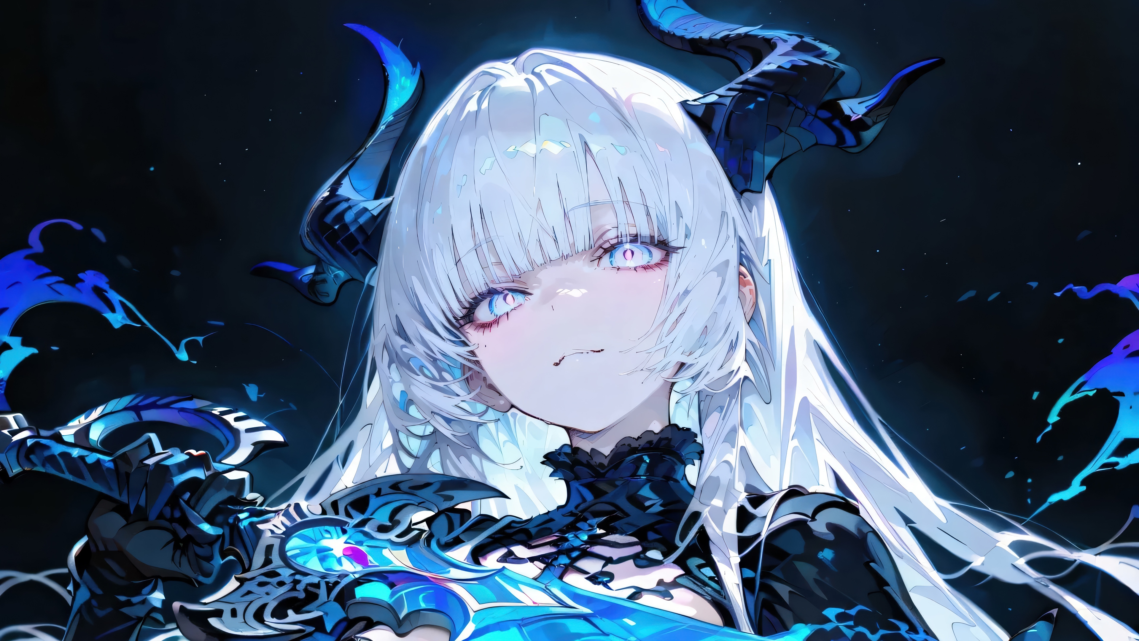 Anime Girl with Horns and Sword 4K HD Wallpaper