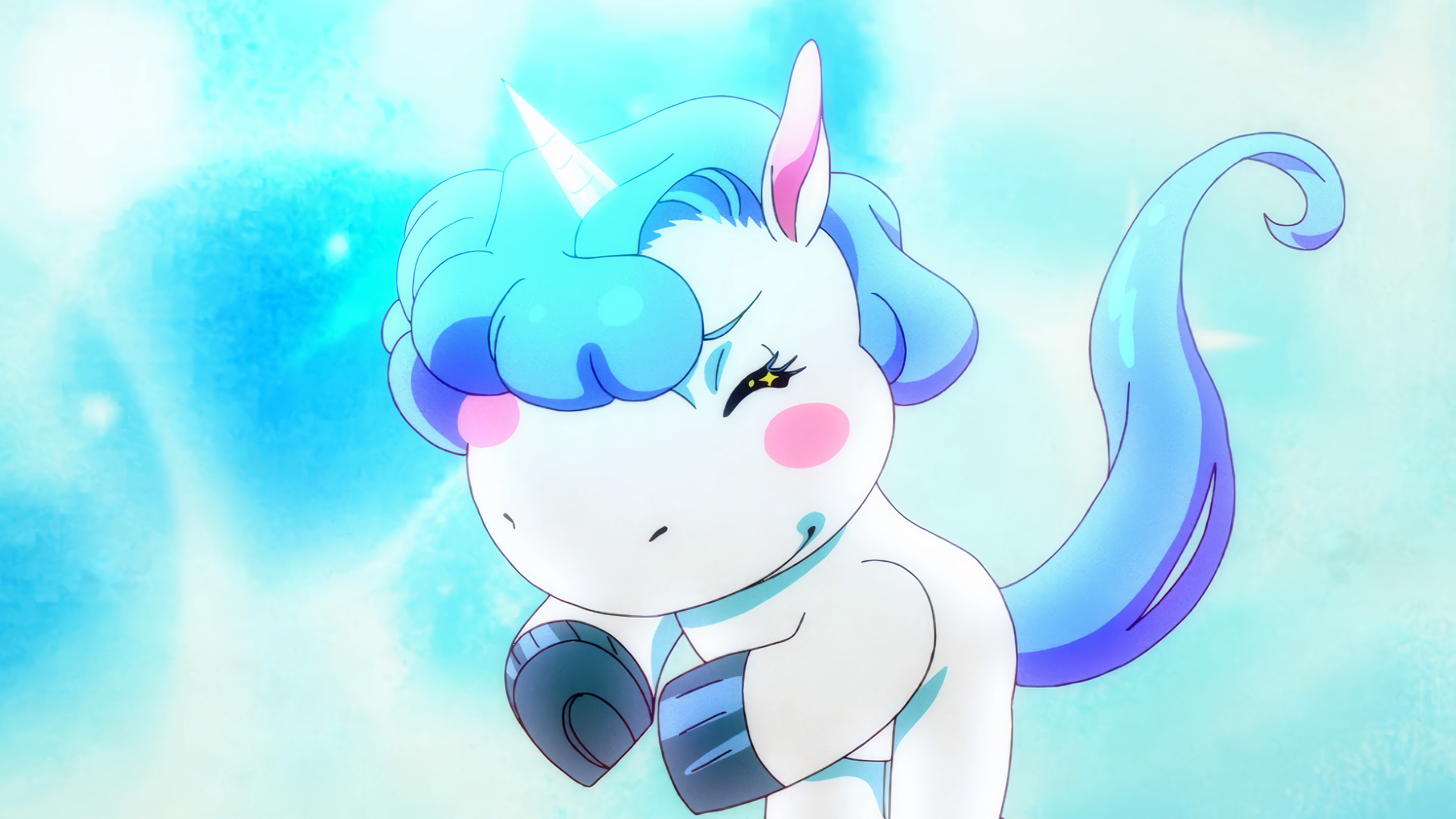 Anime Unicorn with Blue Mane HD Wallpaper
