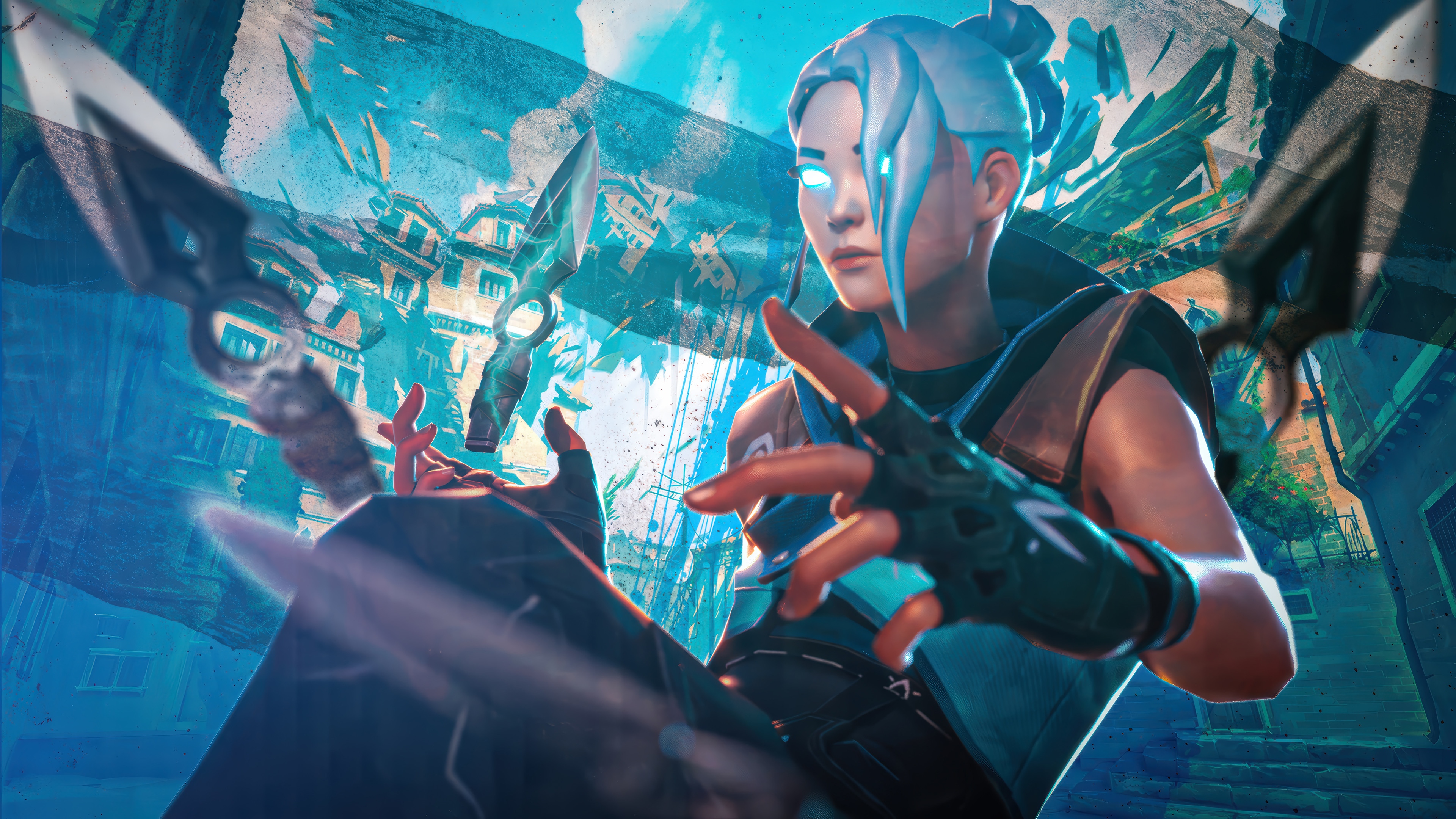 Jett from Valorant with knives 4K HD Wallpaper