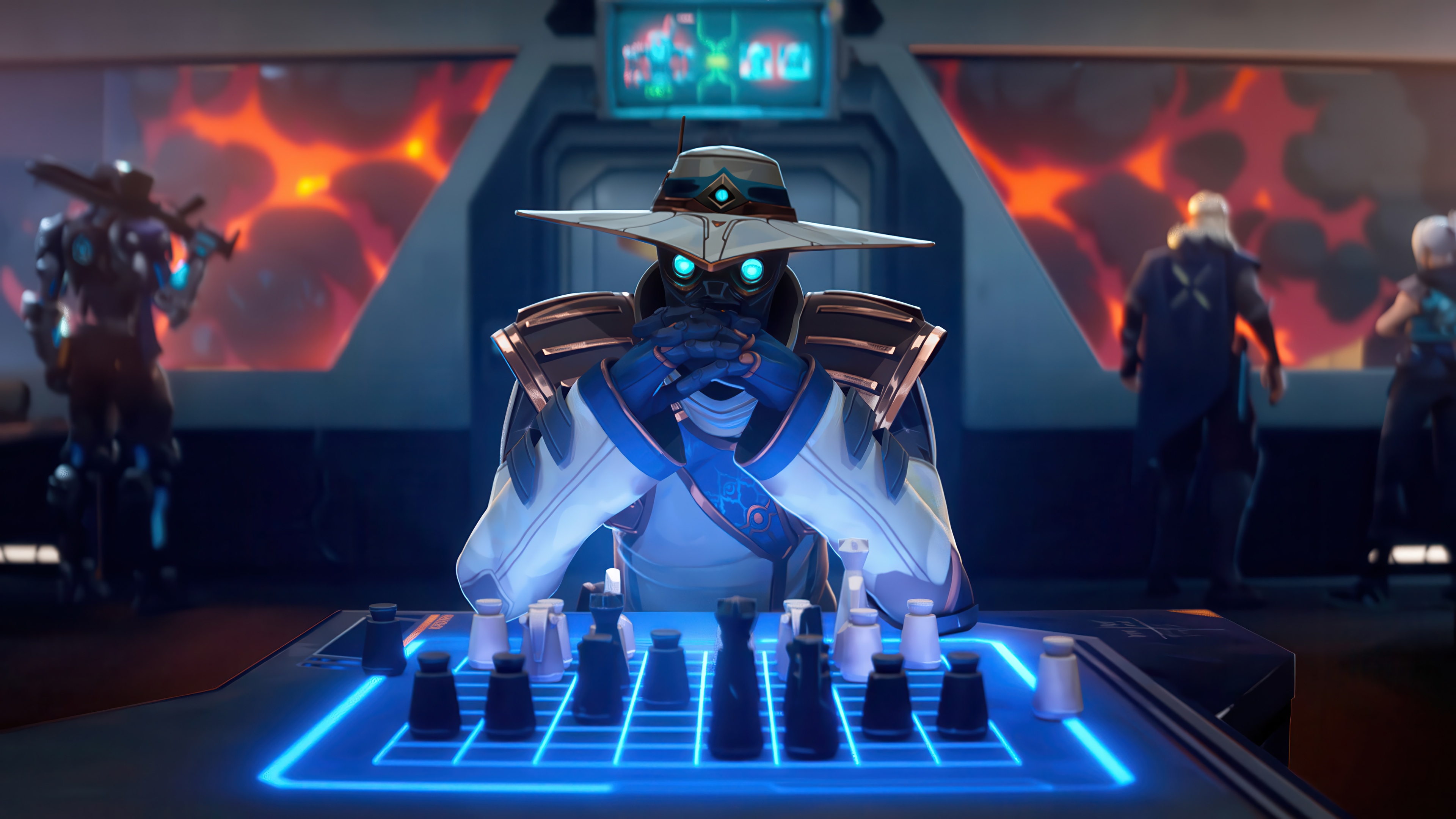 Cypher from Valorant playing chess HD Wallpaper