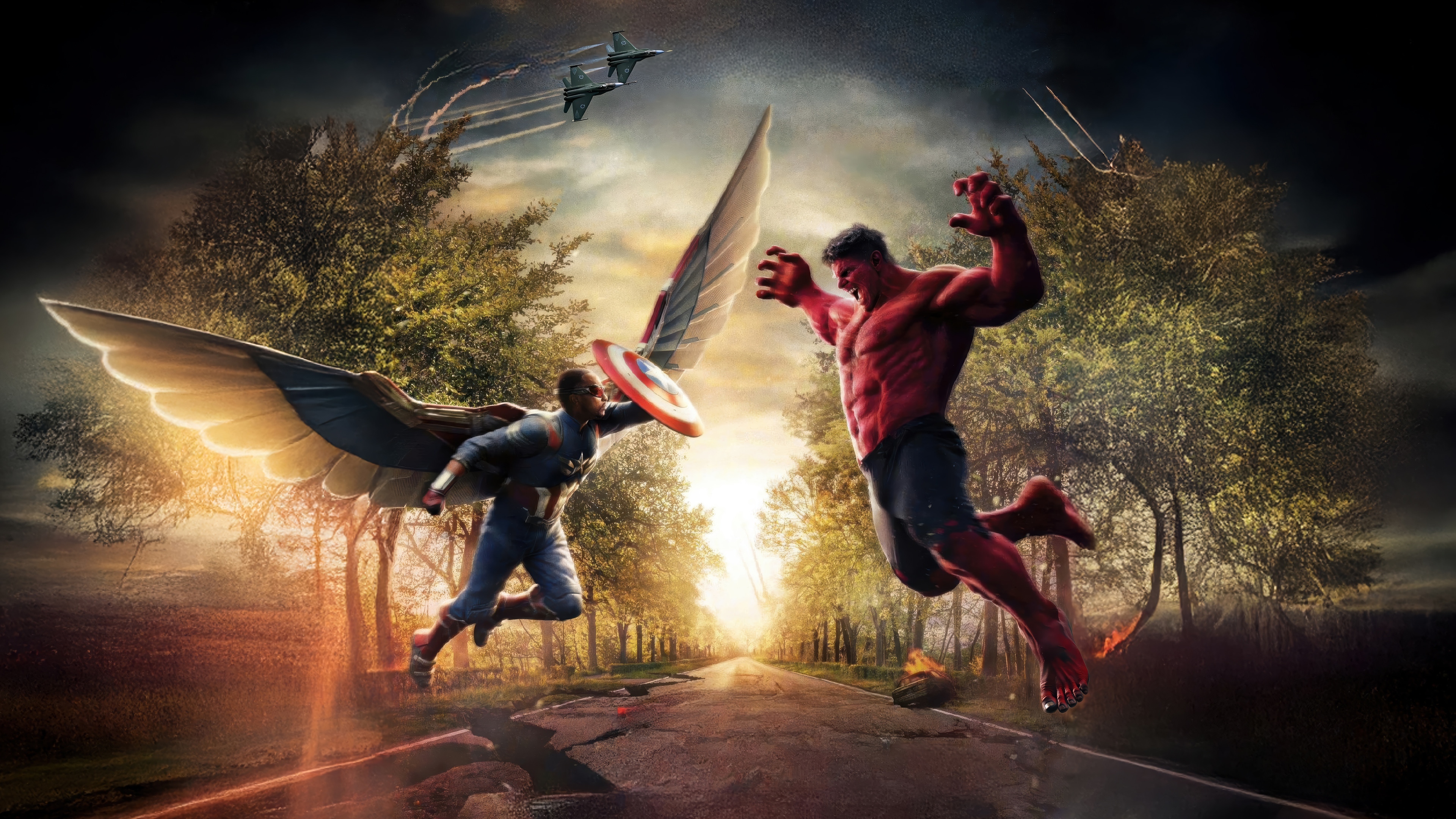 Sam Wilson and Red Hulk in Captain America: Brave New World 4K HD Wallpaper