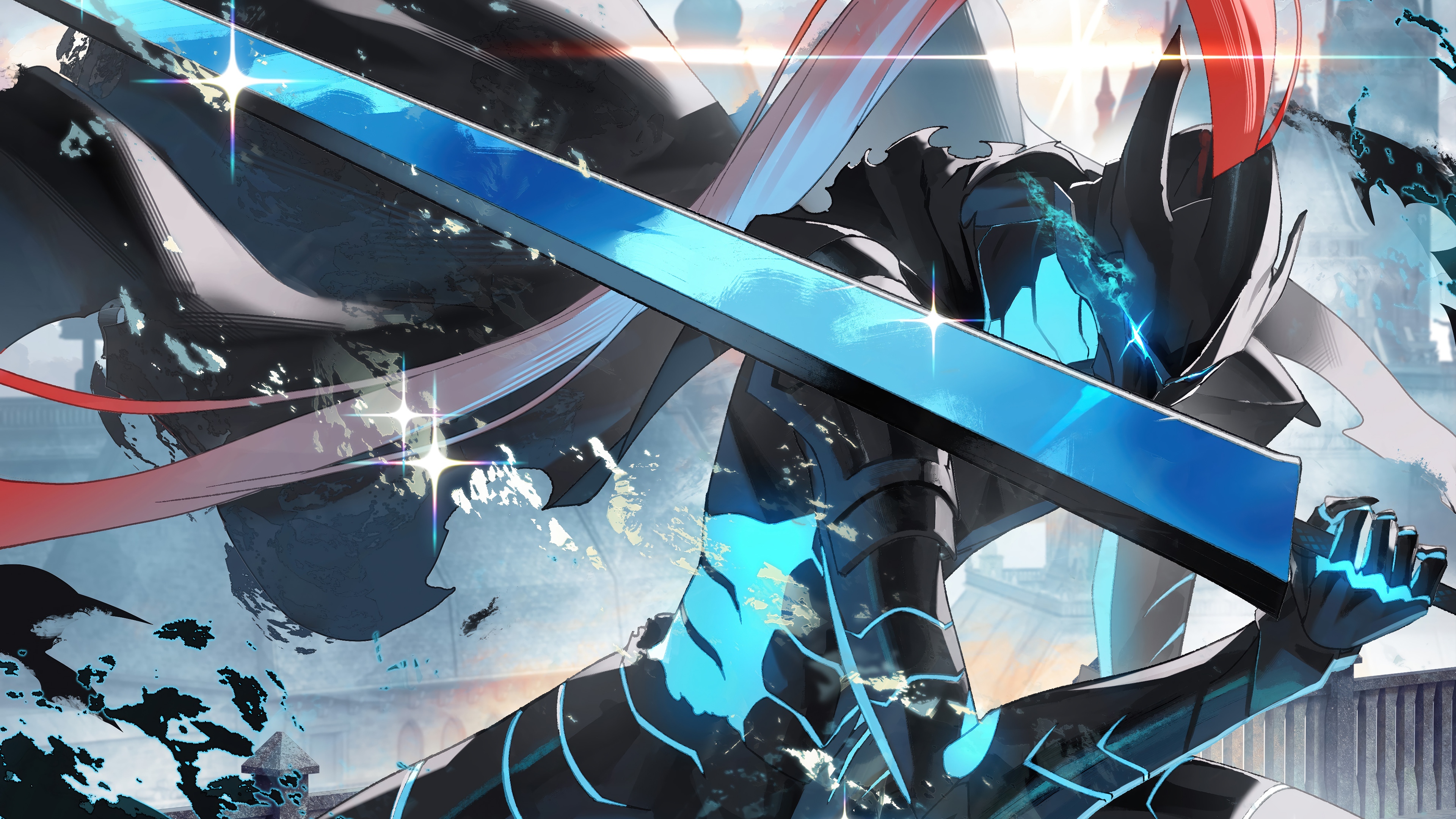 Igris with a blue sword from Solo Leveling 4K HD Wallpaper
