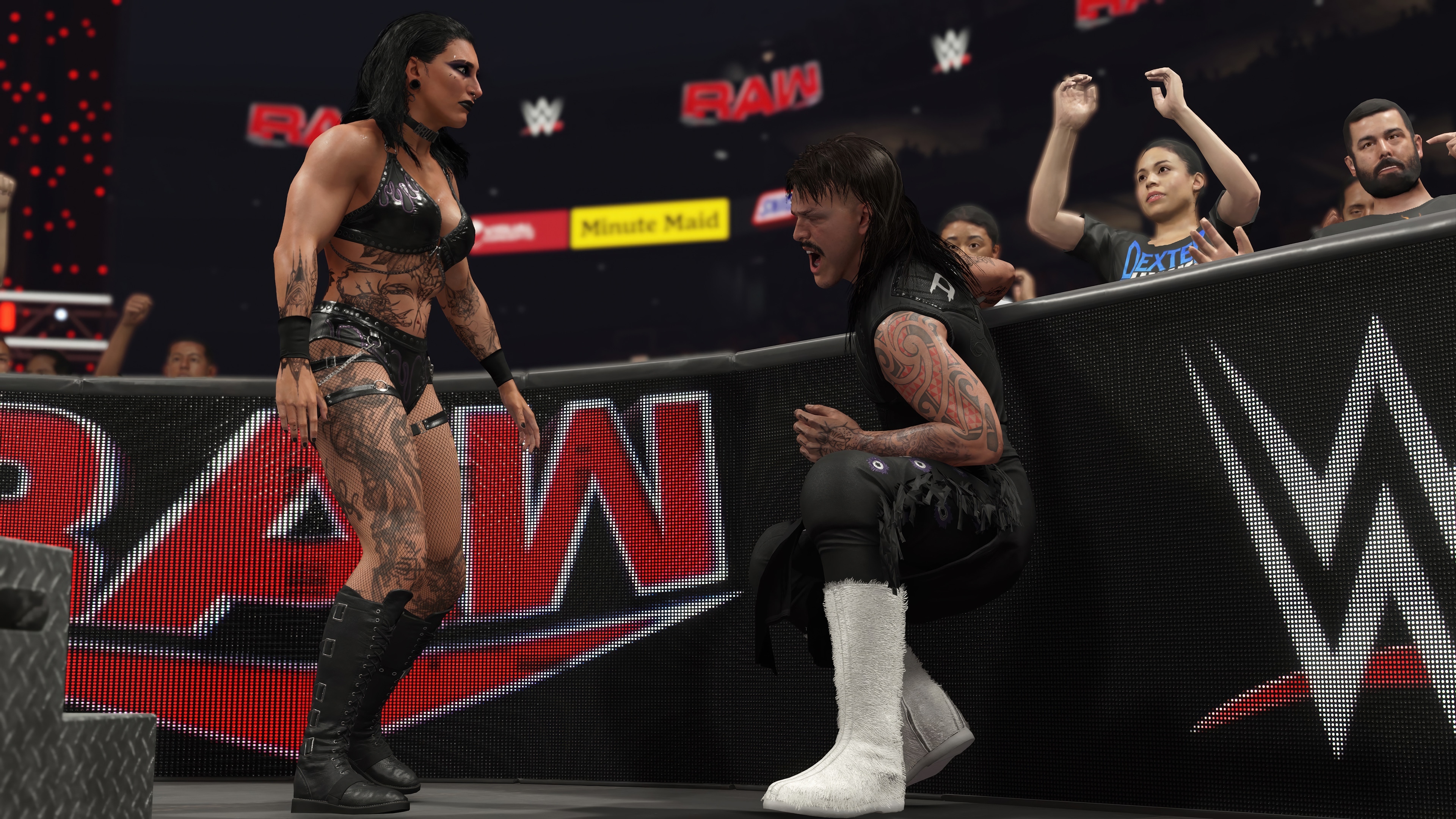 Rhea Ripley and Dominik Mysterio in WWE 2K25 4K HD Wallpaper