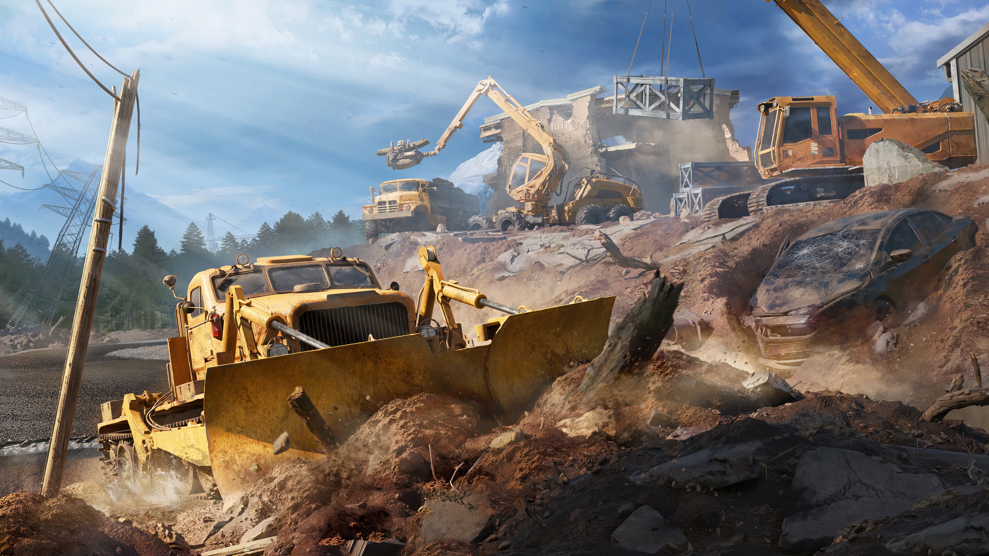 RoadCraft 4K Construction Site HD Wallpaper