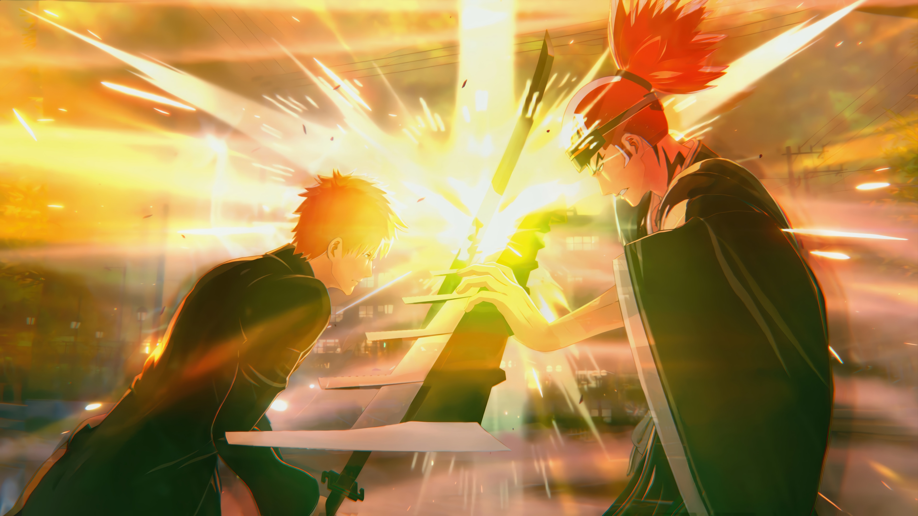Ichigo Kurosaki and Renji Abarai clash in BLEACH: Rebirth of Souls 4K HD Wallpaper