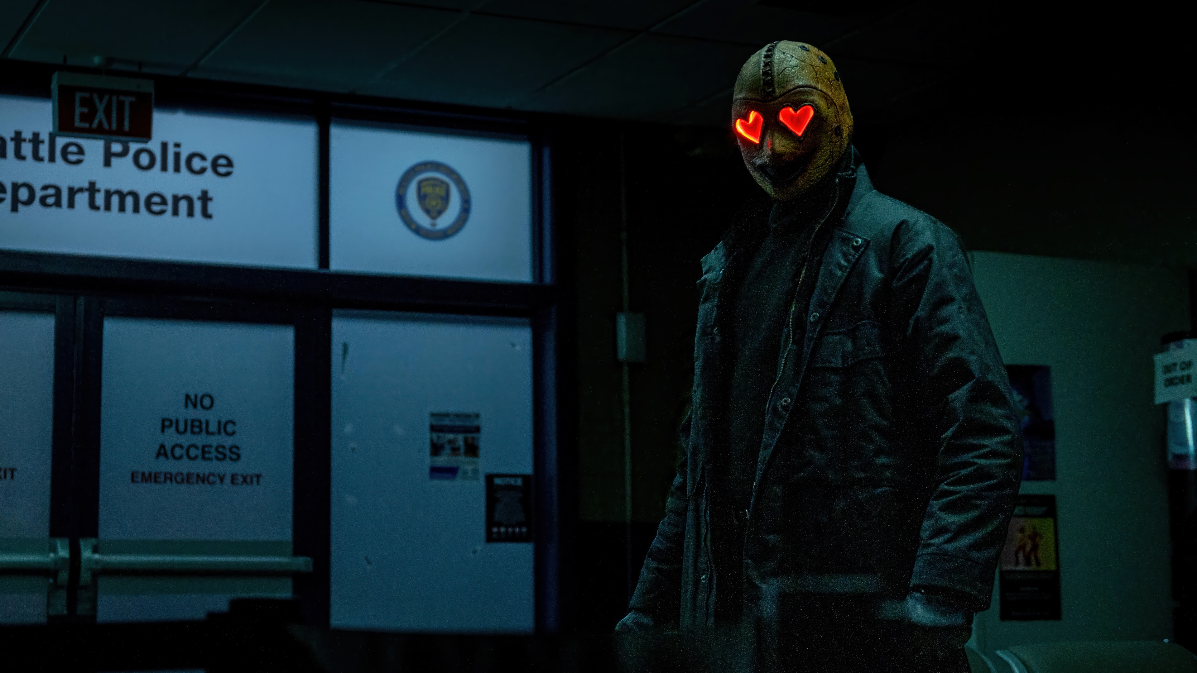 Killer with Heart Eyes in front of Seattle Police Department HD Wallpaper