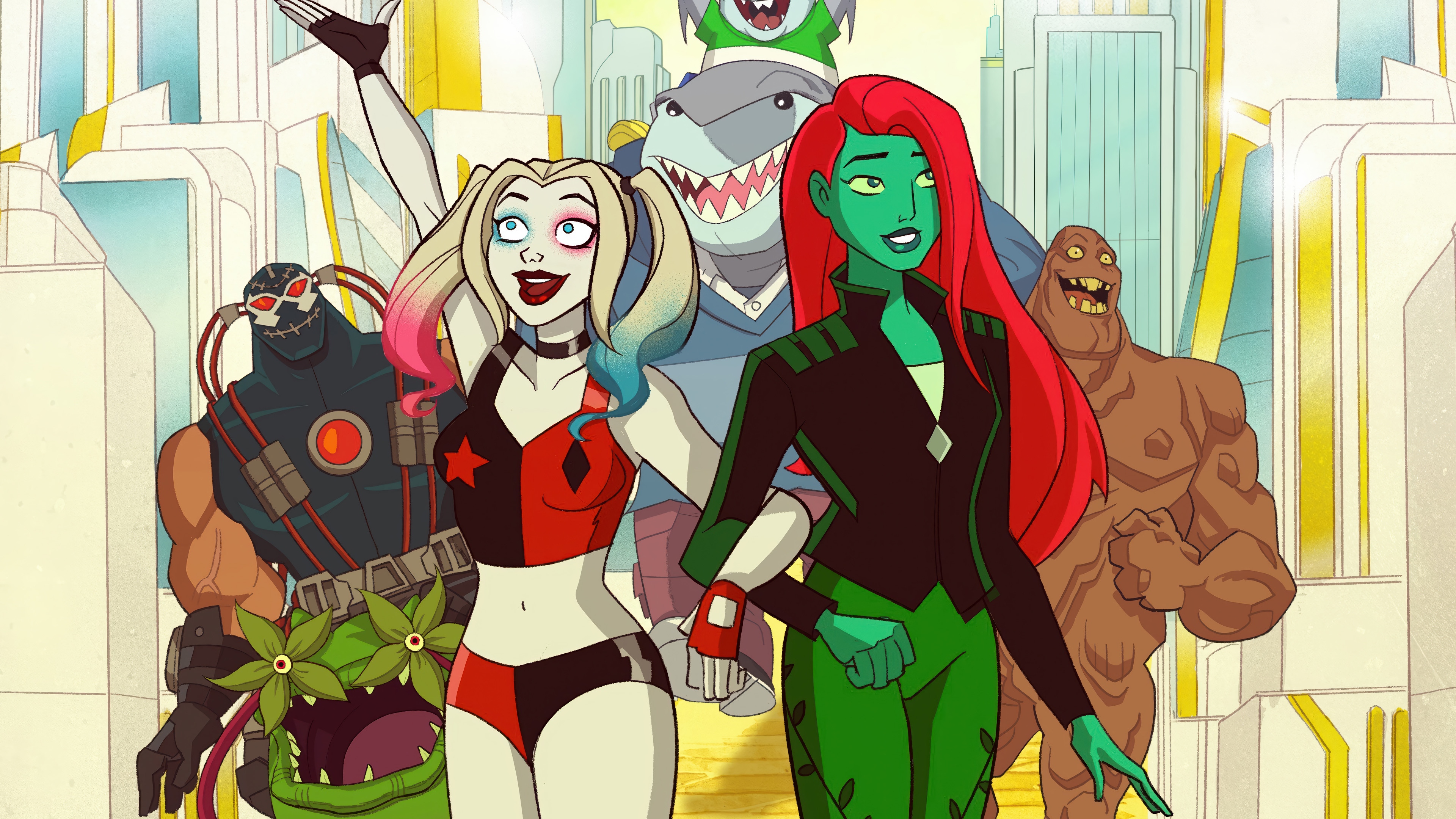 Harley Quinn, Poison Ivy, Bane, Clayface, King Shark 4K HD Wallpaper