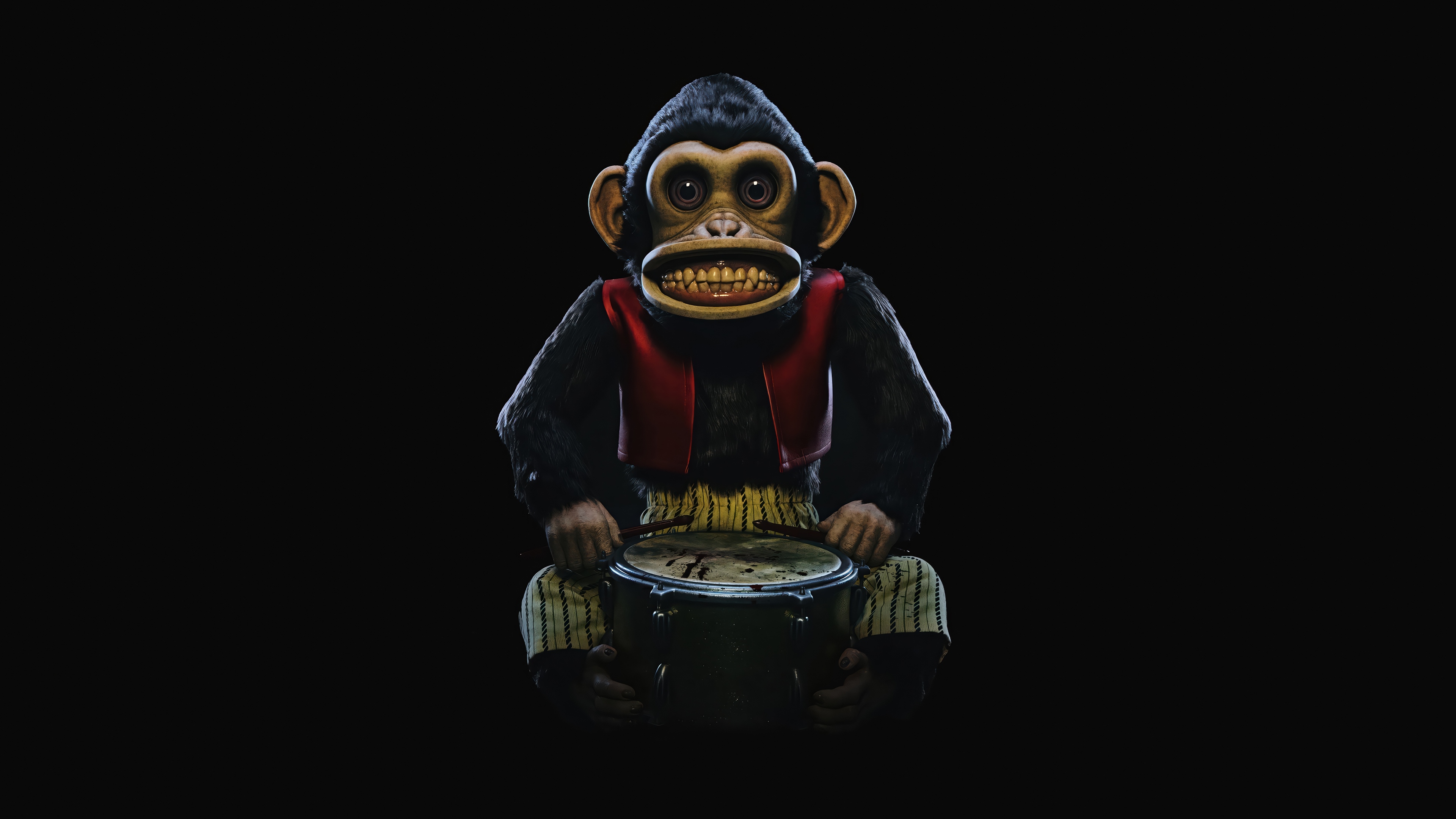 Horror Monkey Drummer 4K HD Wallpaper