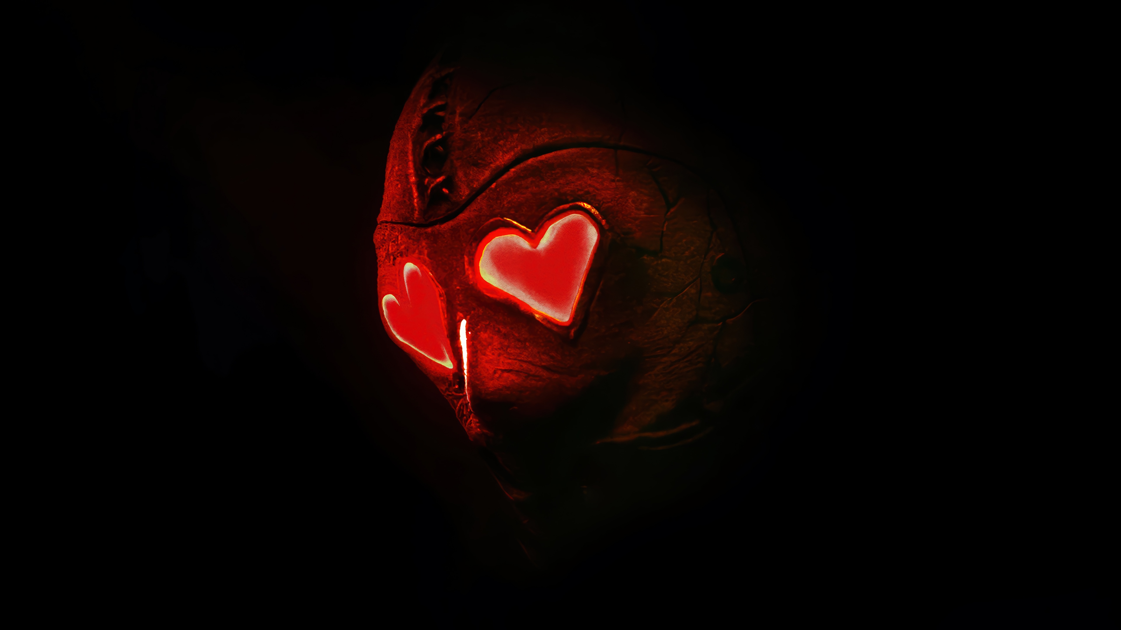 Horror Mask with Heart Eyes 4K HD Wallpaper