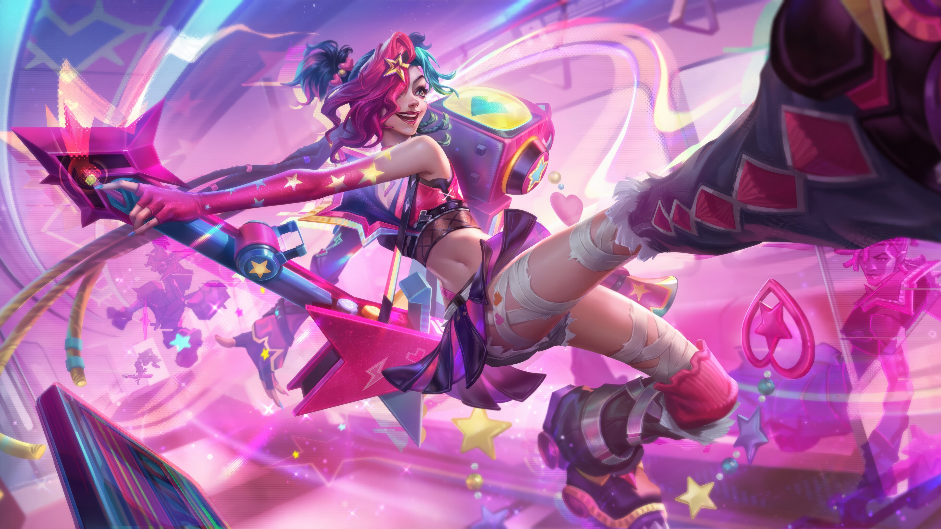 Jinx from League of Legends Lovestruck Splash Art 4K HD Wallpaper
