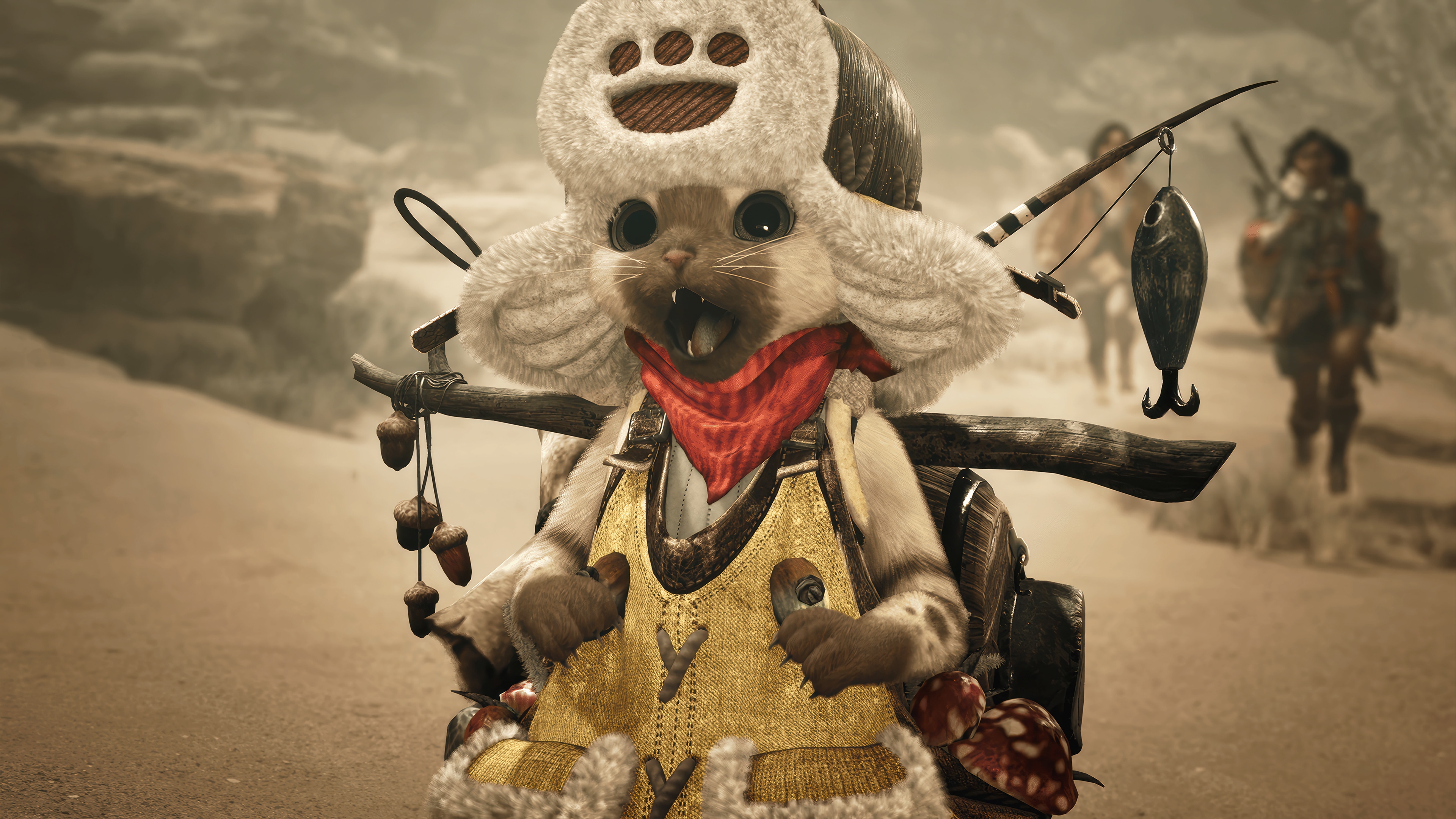 Monster Hunter Wilds Felyne Fisherman in 4K HD Wallpaper