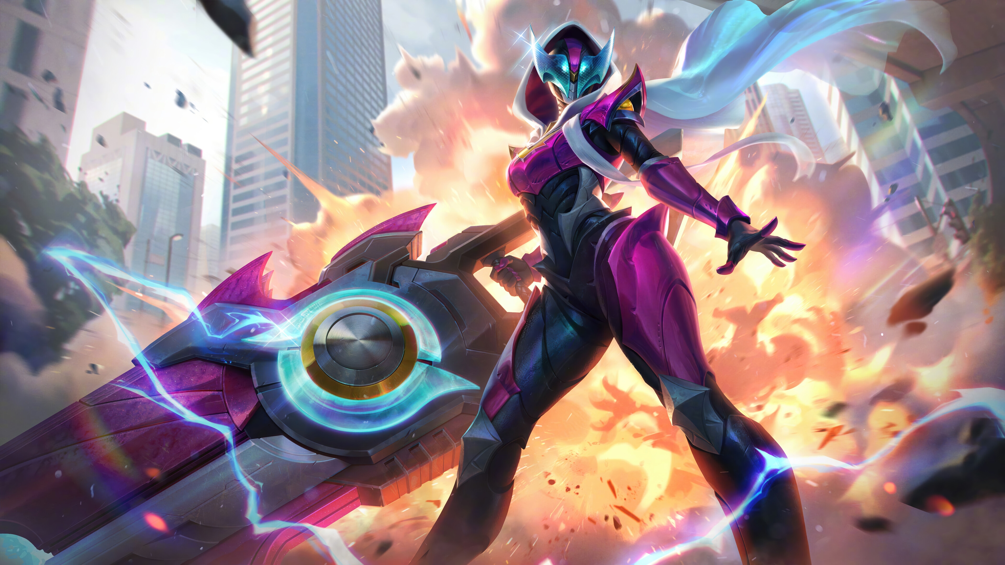 Senna from League of Legends with a large weapon HD Wallpaper